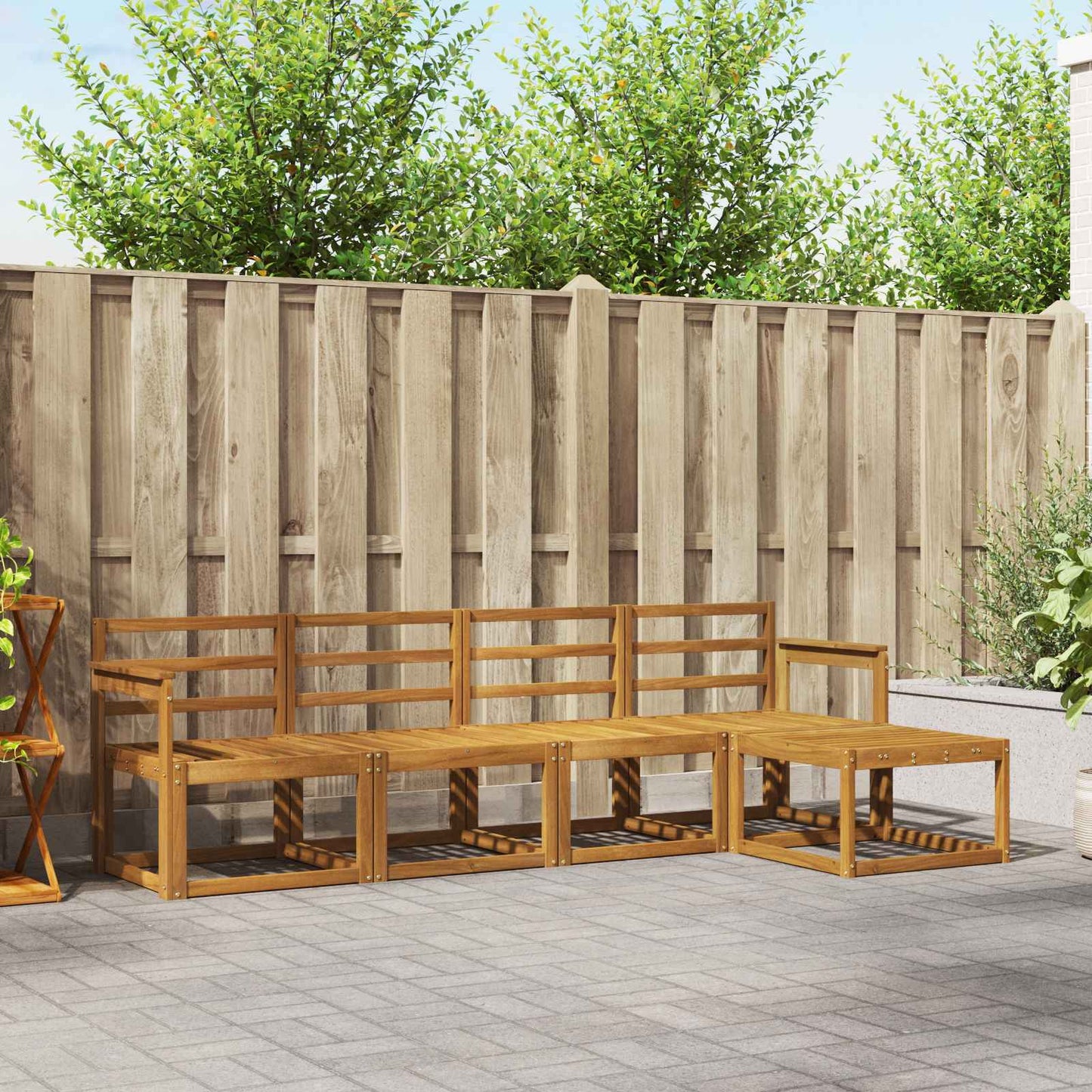 Utendørs sofa-sett 5 pcs Naturlig Solid akasietre