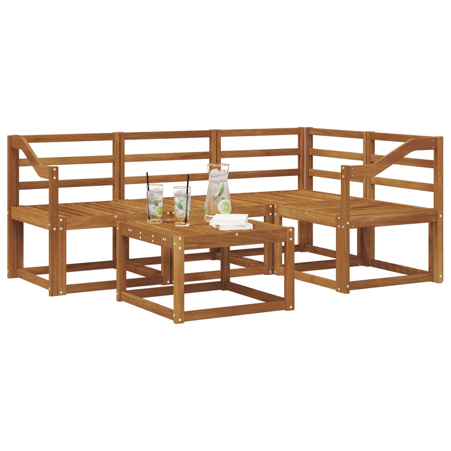 Utendørs sofa-sett 5 pcs Naturlig Solid akasietre
