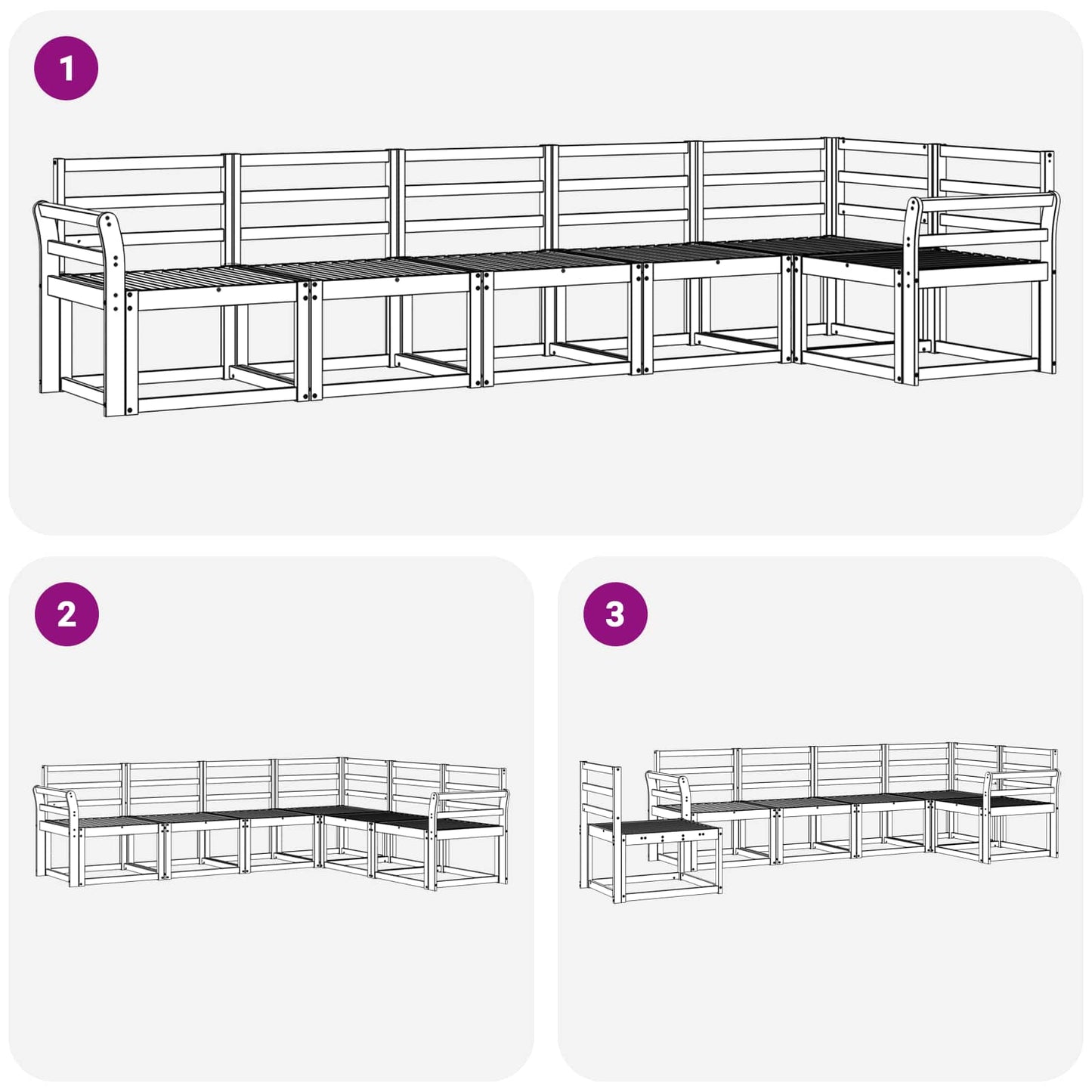 Utendørs sofa-sett 6 pcs Naturlig Solid akasietre
