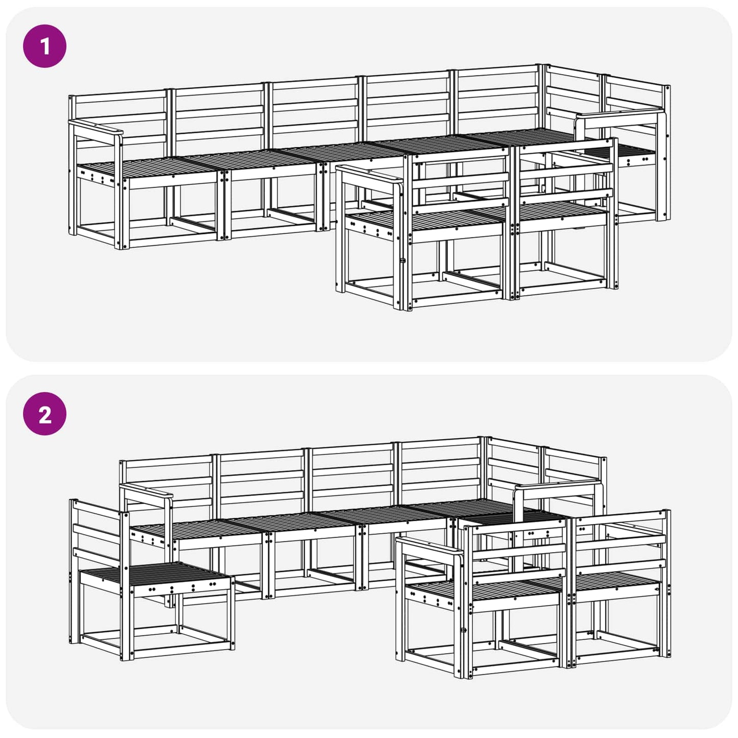 Utendørs sofa-sett 8 pcs Naturlig Solid akasietre