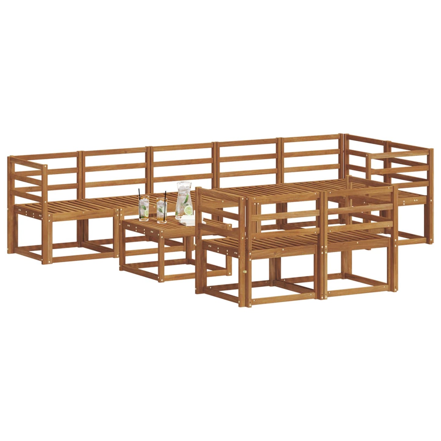 Utendørs sofa-sett 9 pcs Naturlig Solid akasietre