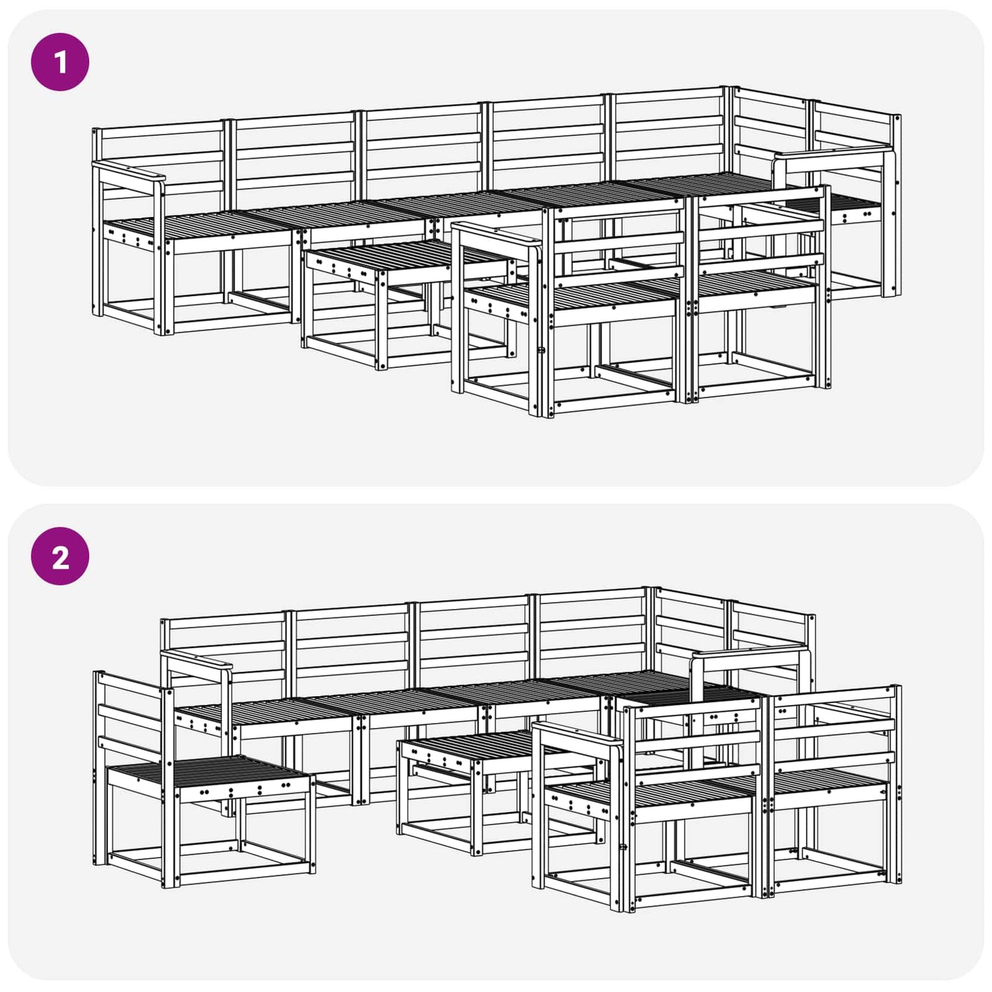 Utendørs sofa-sett 9 pcs Naturlig Solid akasietre