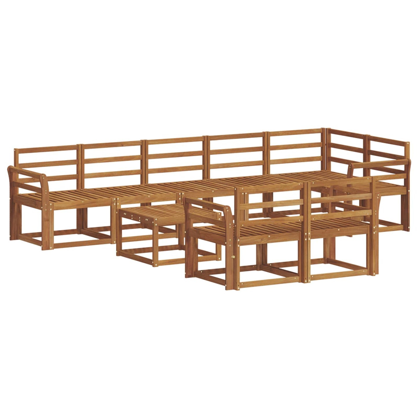 Utendørs sofa-sett 9 pcs Naturlig Solid akasietre