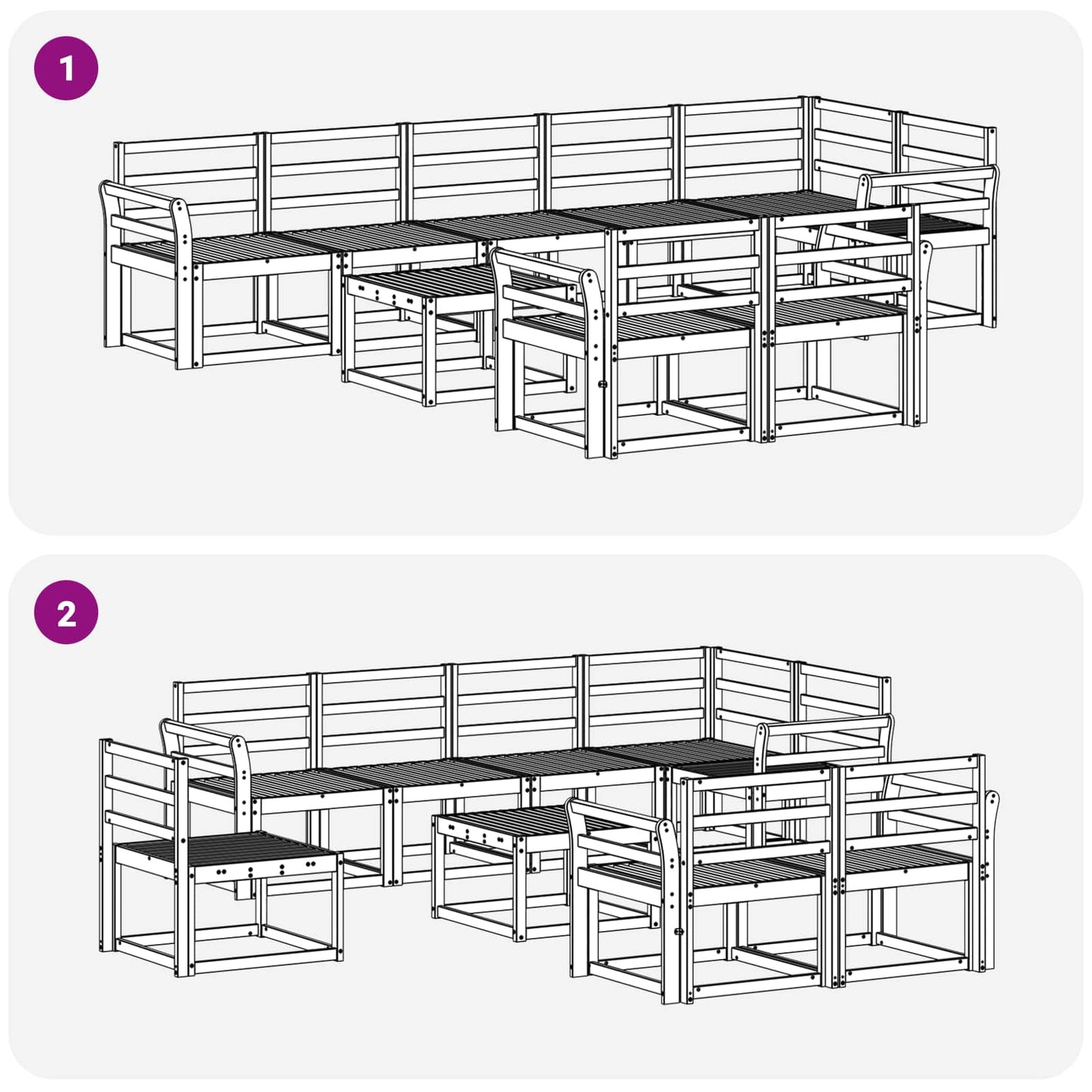 Utendørs sofa-sett 9 pcs Naturlig Solid akasietre