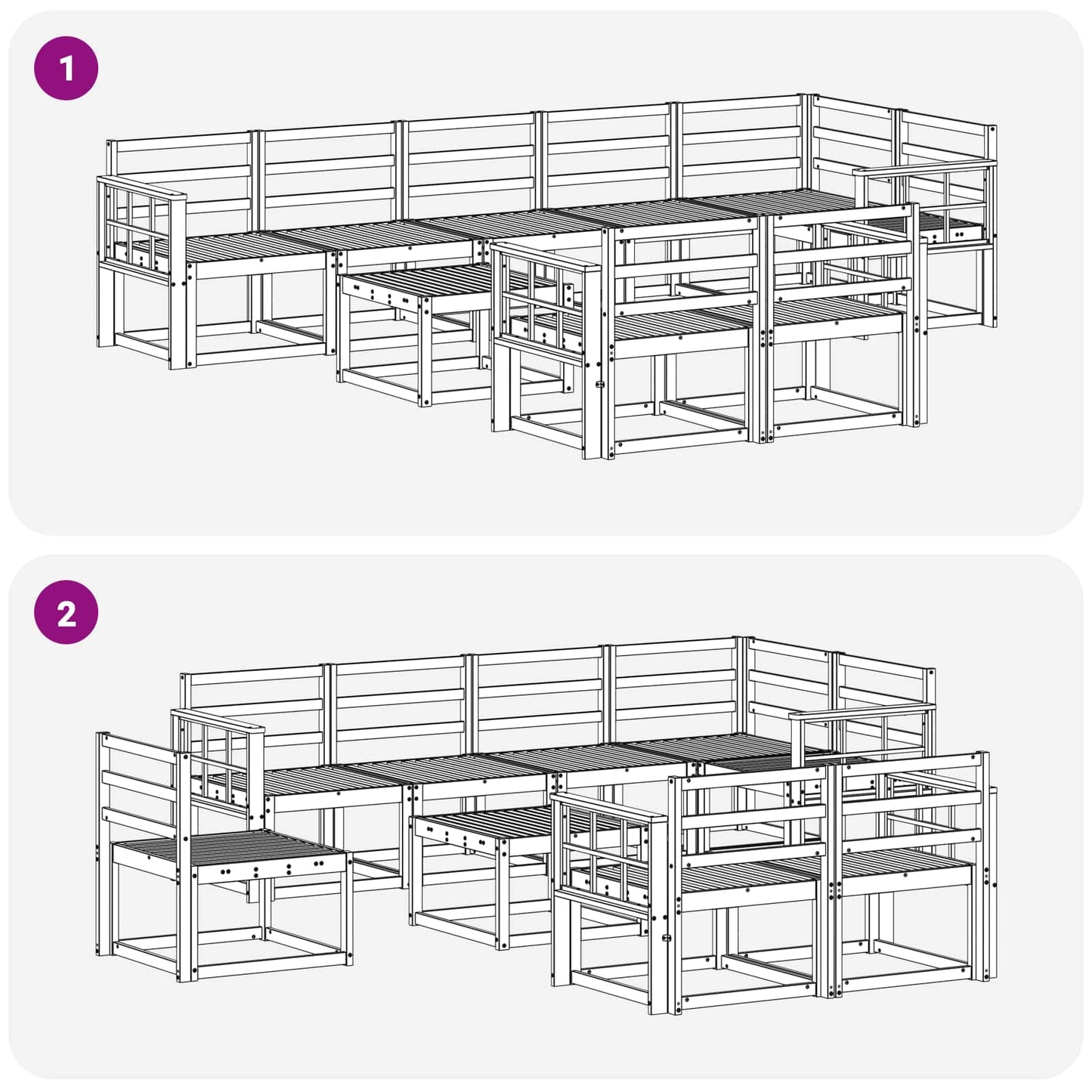 Utendørs sofa-sett 9 pcs Naturlig Solid akasietre
