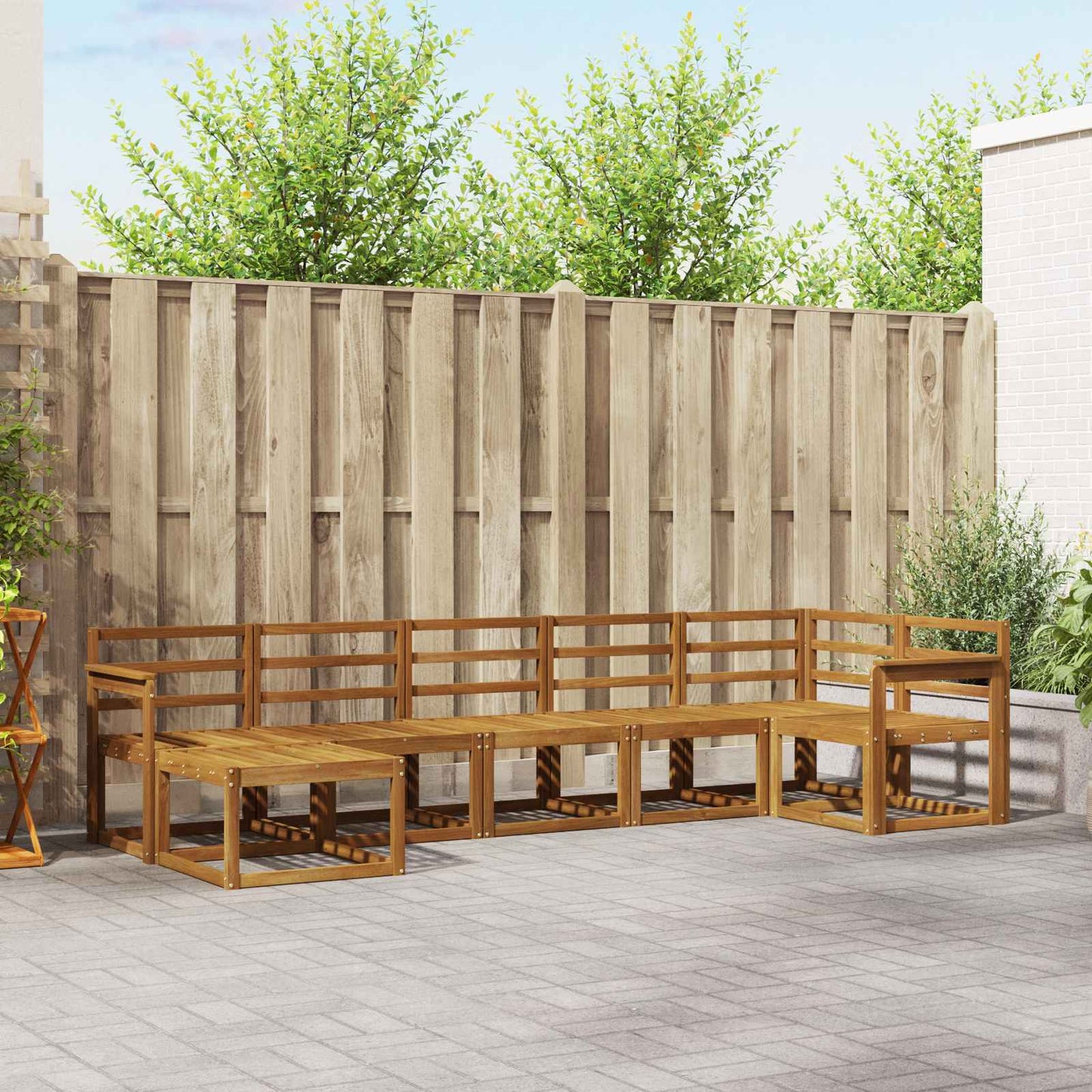 Utendørs sofa-sett 7 pcs Naturlig Solid akasietre