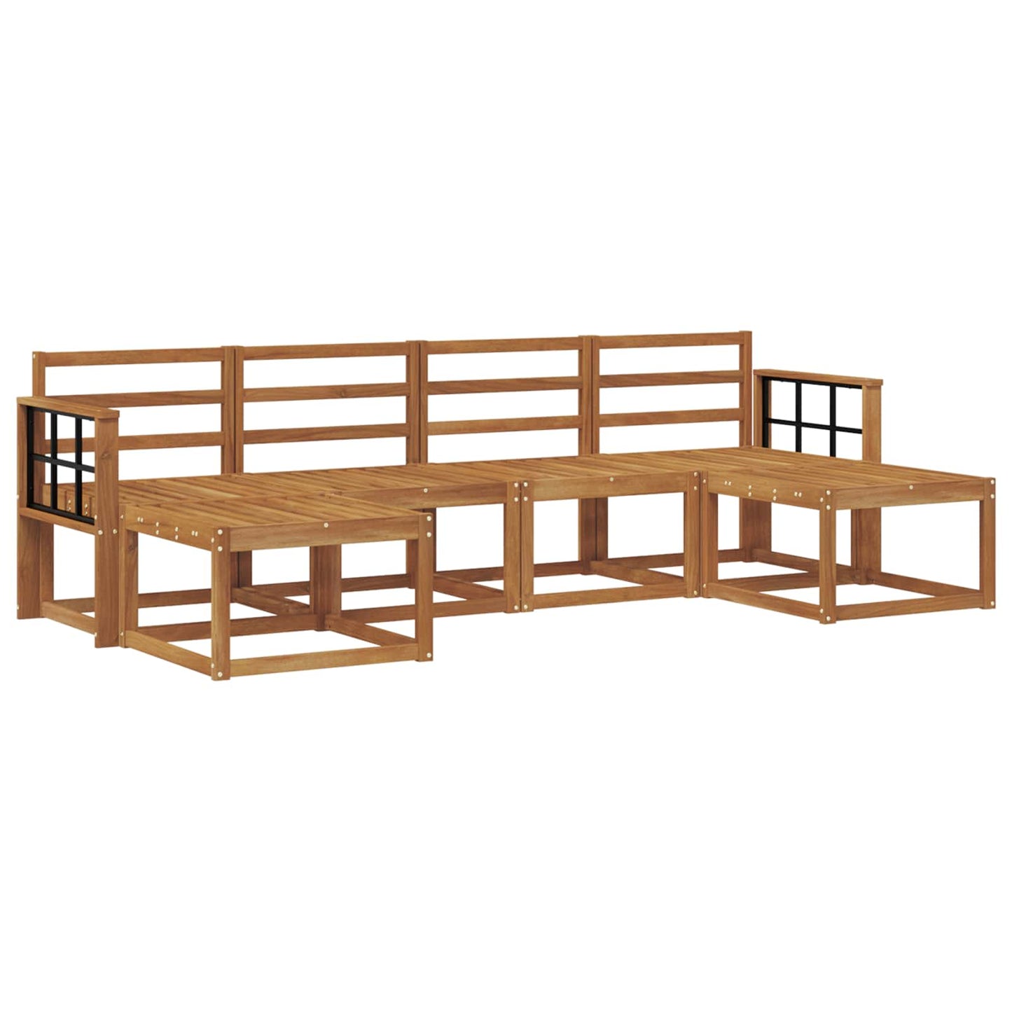Utendørs sofa-sett 6 pcs Naturlig Konstruert tre