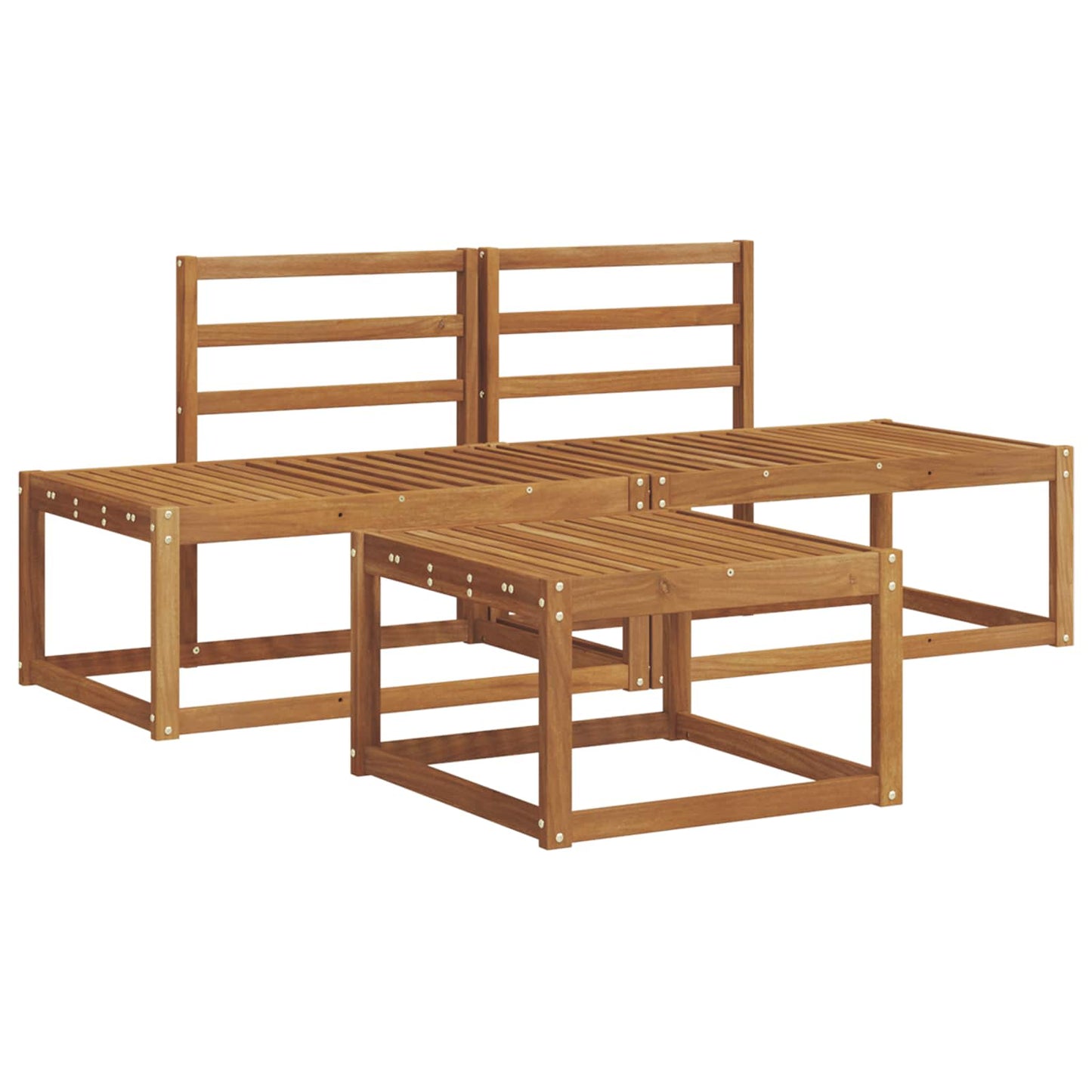 Utendørs sofa-sett 3 pcs Naturlig Solid akasietre
