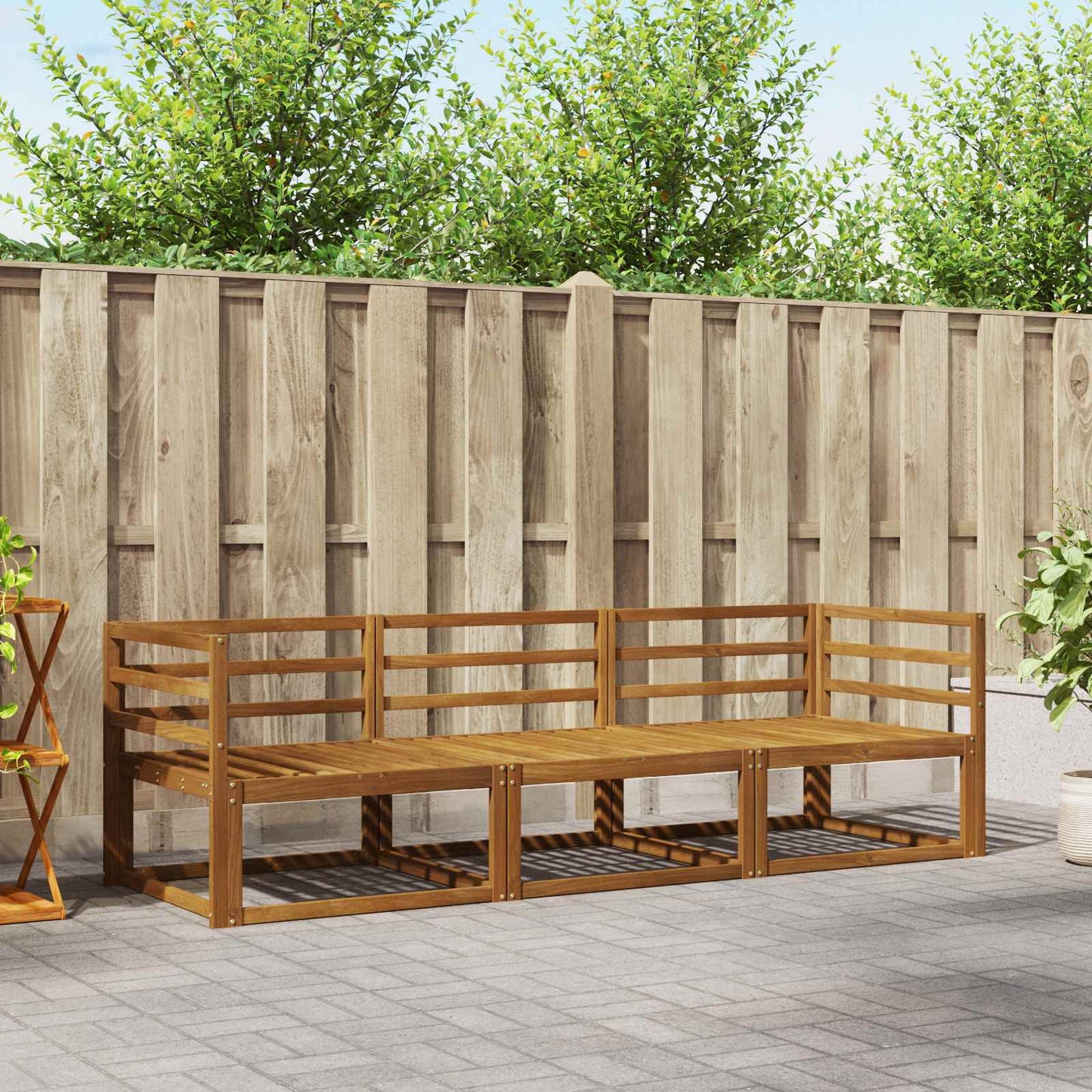 Utendørs sofa-sett 3 pcs Naturlig Solid akasietre