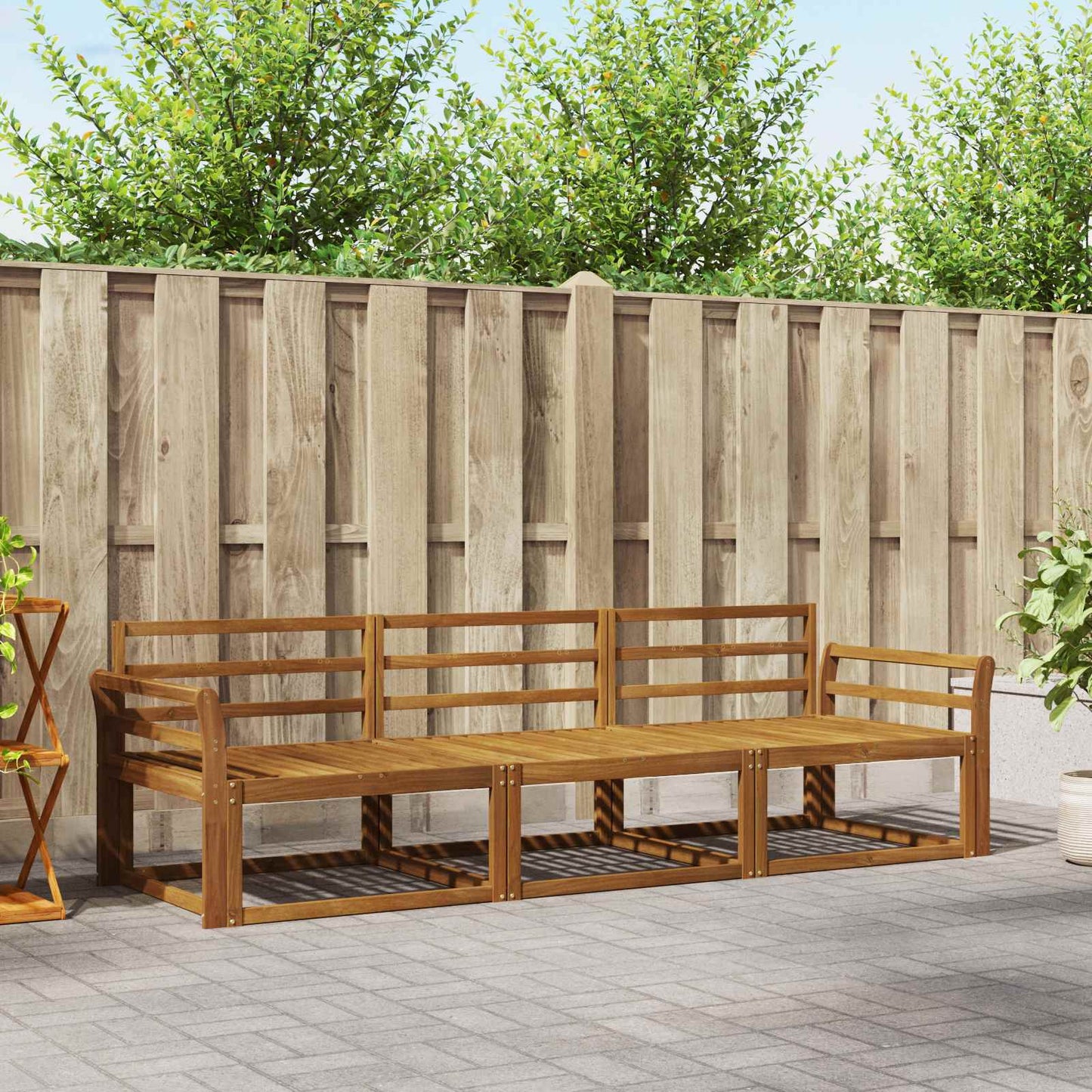 Utendørs sofa-sett 3 pcs Naturlig Solid akasietre