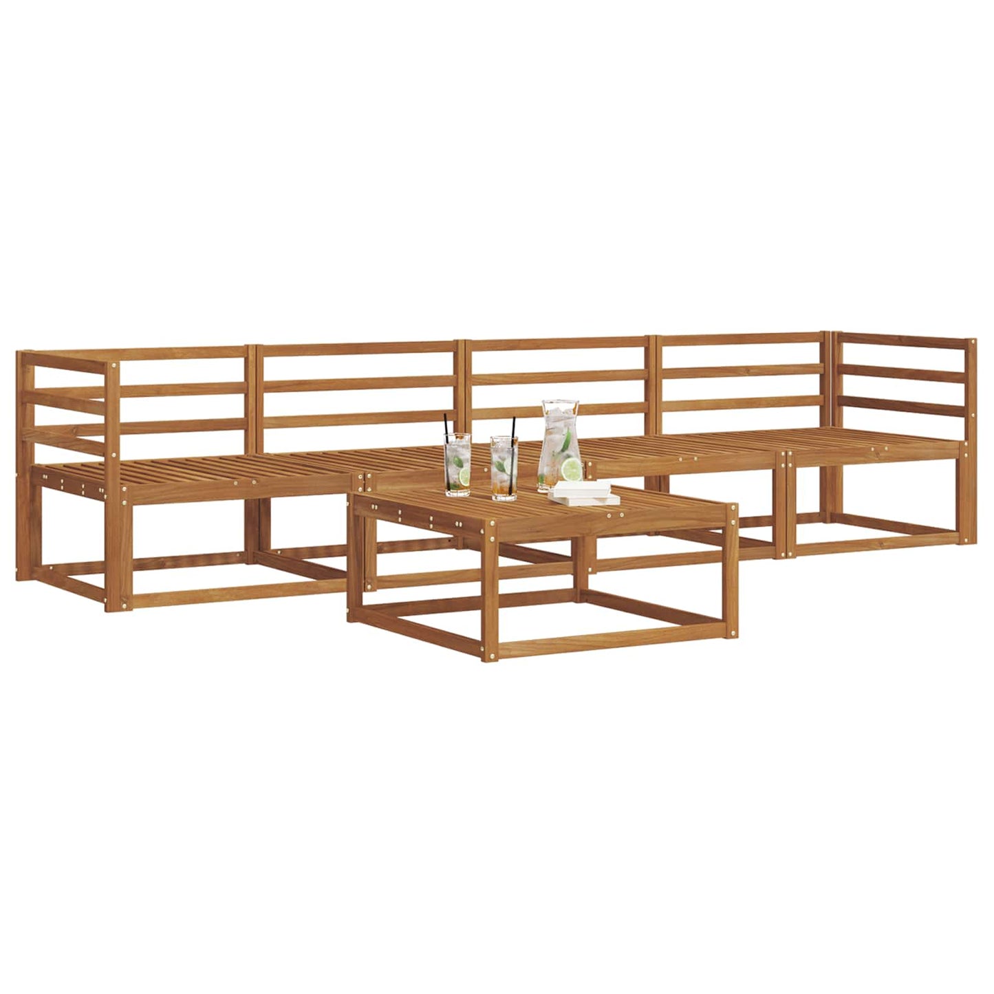 Utendørs sofa-sett 5 pcs Naturlig Solid akasietre
