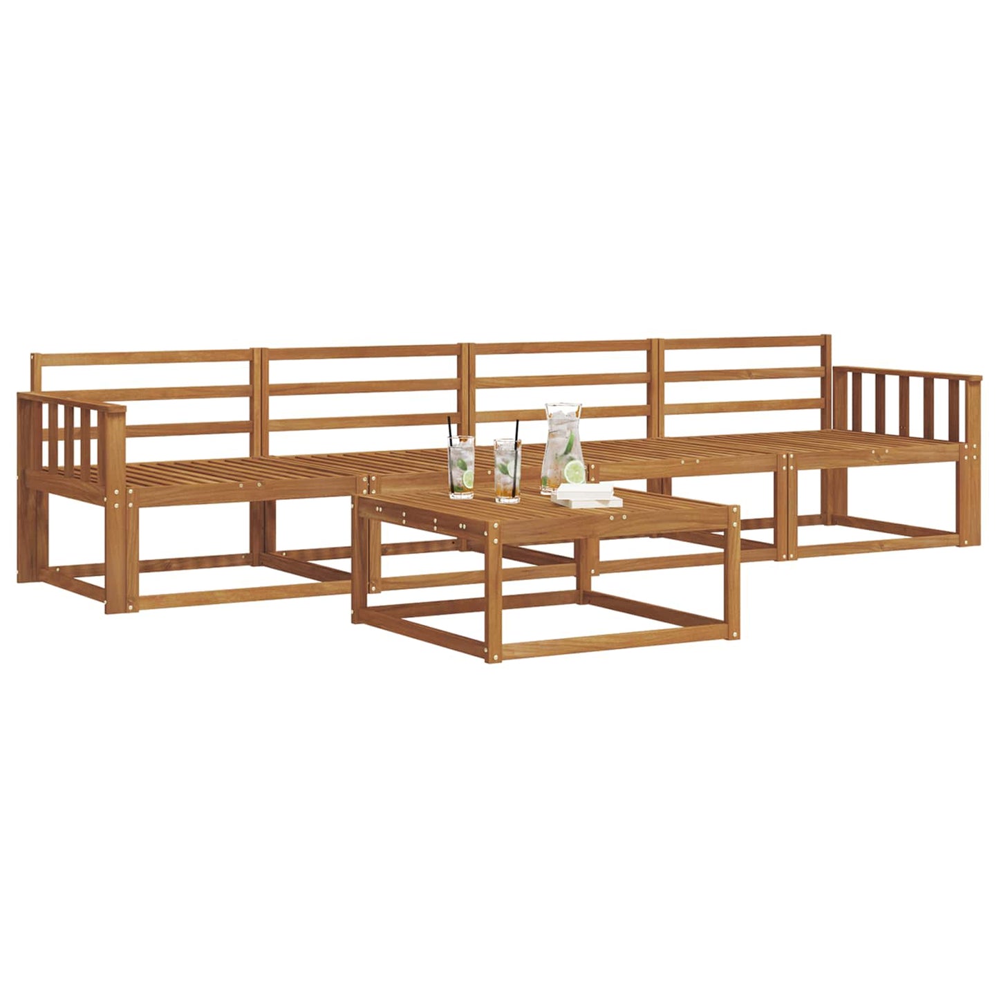 Utendørs sofa-sett 5 pcs Naturlig Solid akasietre