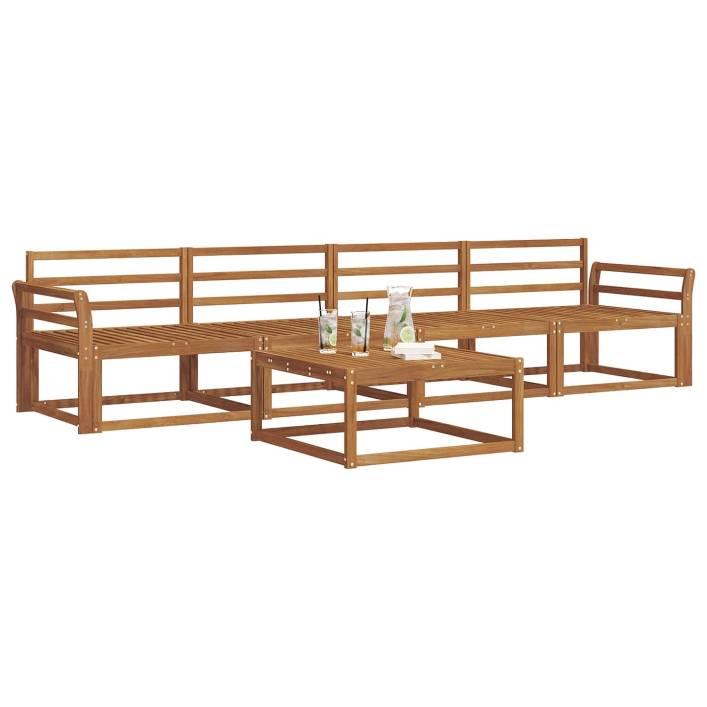 Utendørs sofa-sett 5 pcs Naturlig Solid akasietre