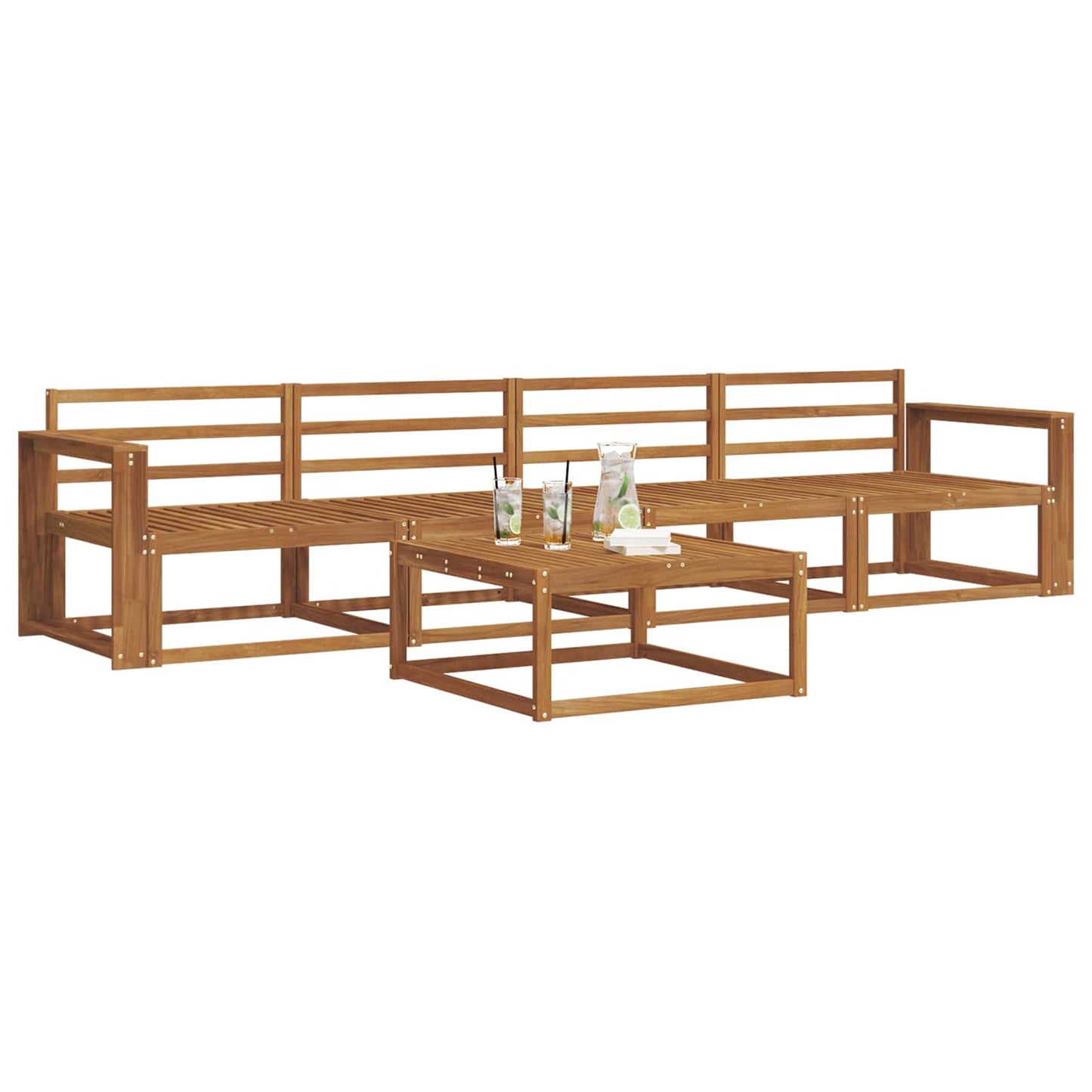 Utendørs sofa-sett 5 pcs Naturlig Solid akasietre