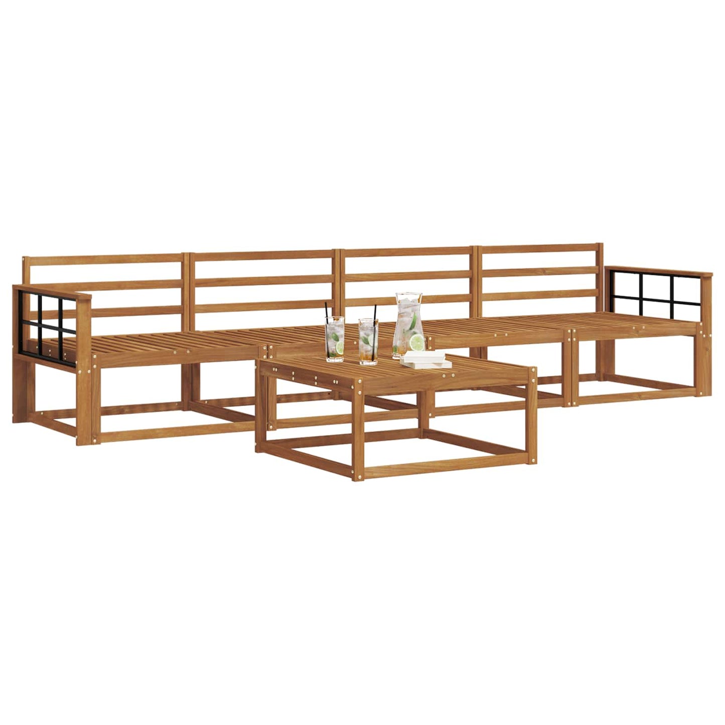 Utendørs sofa-sett 5 pcs Naturlig Solid akasietre