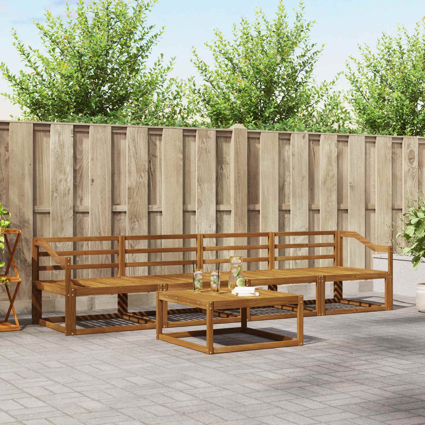 Utendørs sofa-sett 5 pcs Naturlig Solid akasietre