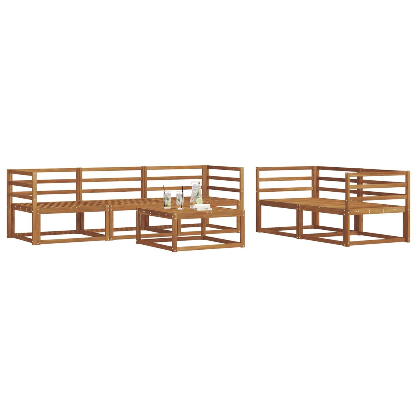 Utendørs sofa-sett 6 pcs Naturlig Solid akasietre