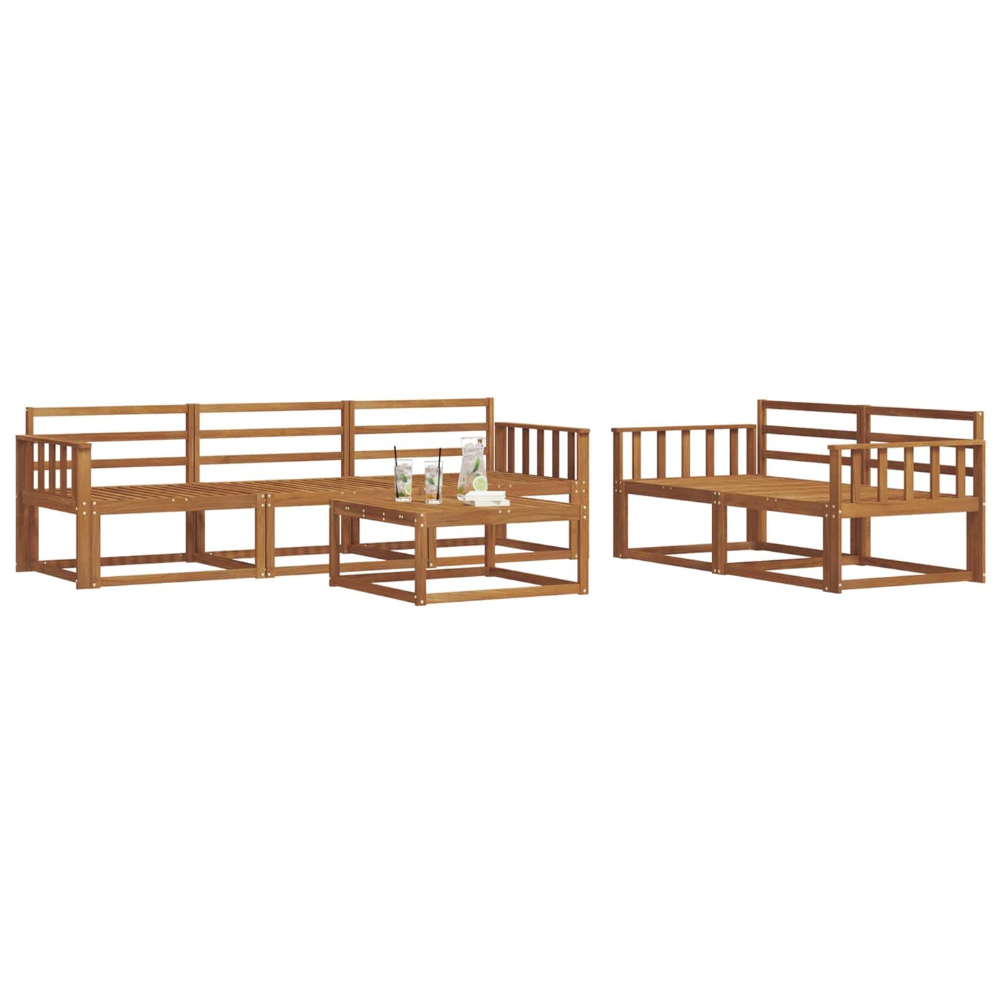 Utendørs sofa-sett 6 pcs Naturlig Solid akasietre