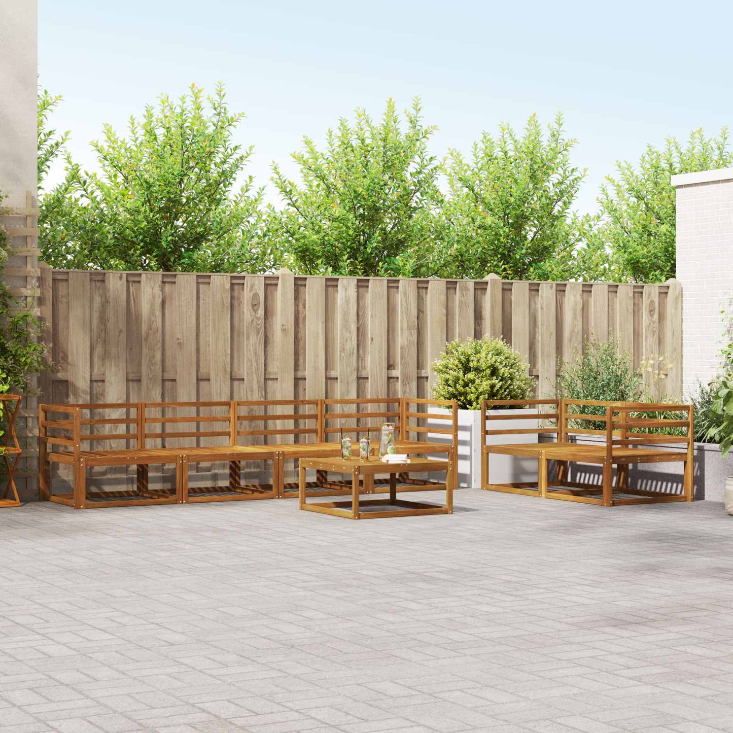 Utendørs sofa-sett 7 pcs Naturlig Solid akasietre