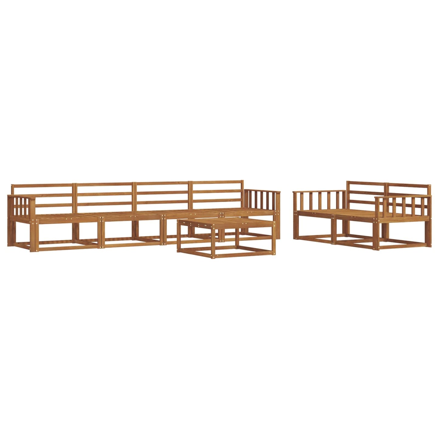 Utendørs sofa-sett 7 pcs Naturlig Solid akasietre