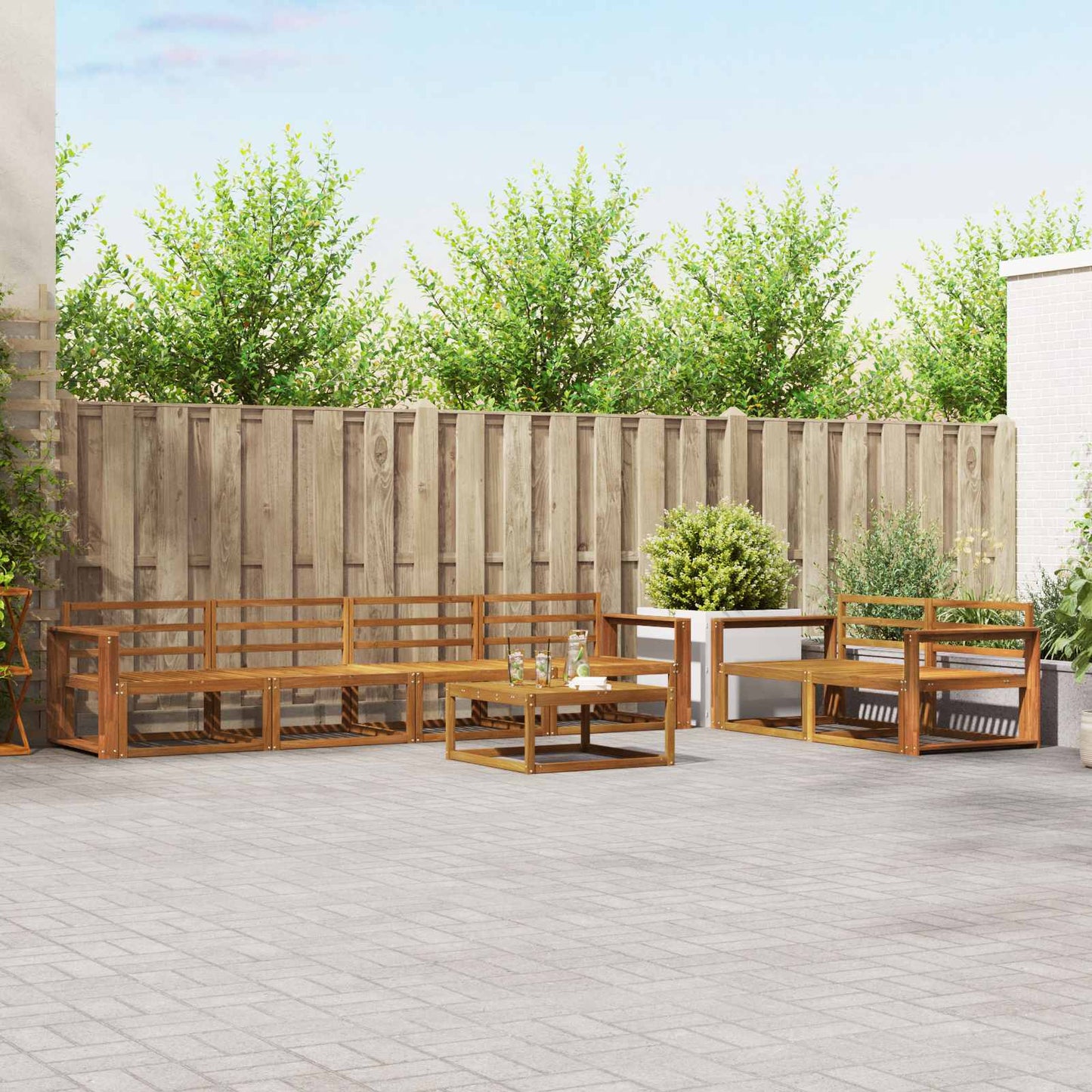 Utendørs sofa-sett 7 pcs Naturlig Solid akasietre