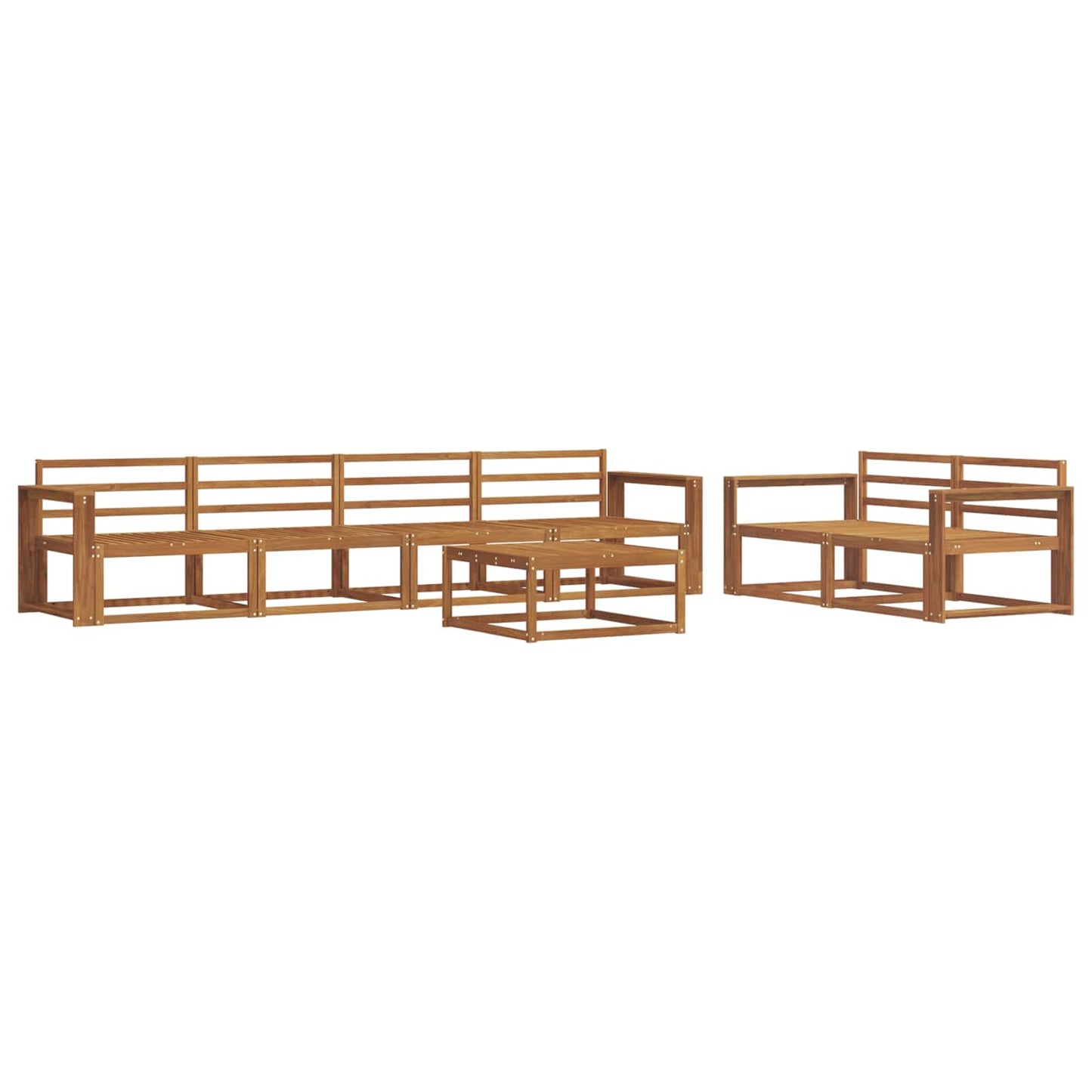 Utendørs sofa-sett 7 pcs Naturlig Solid akasietre