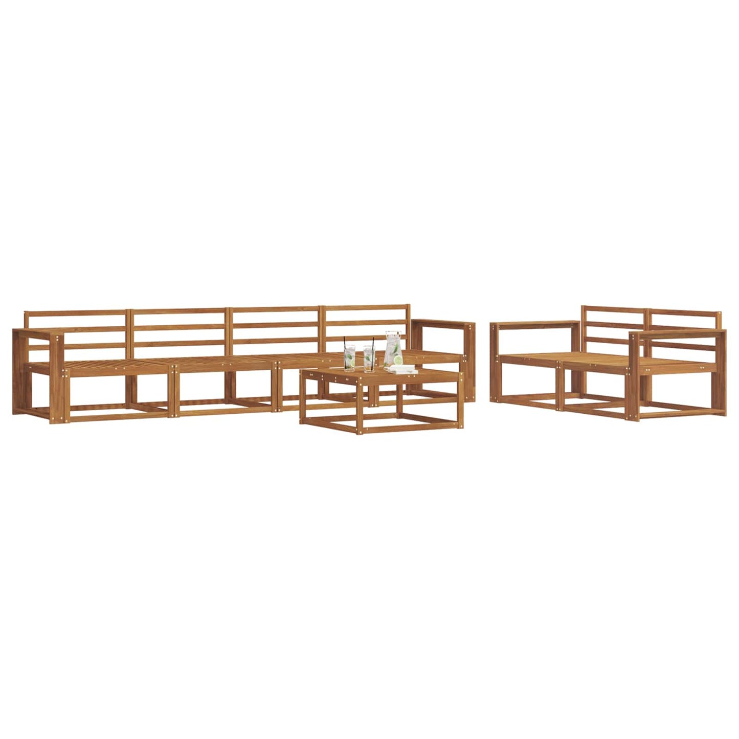 Utendørs sofa-sett 7 pcs Naturlig Solid akasietre