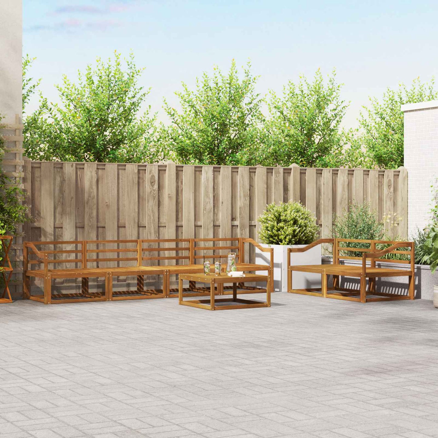Utendørs sofa-sett 7 pcs Naturlig Solid akasietre