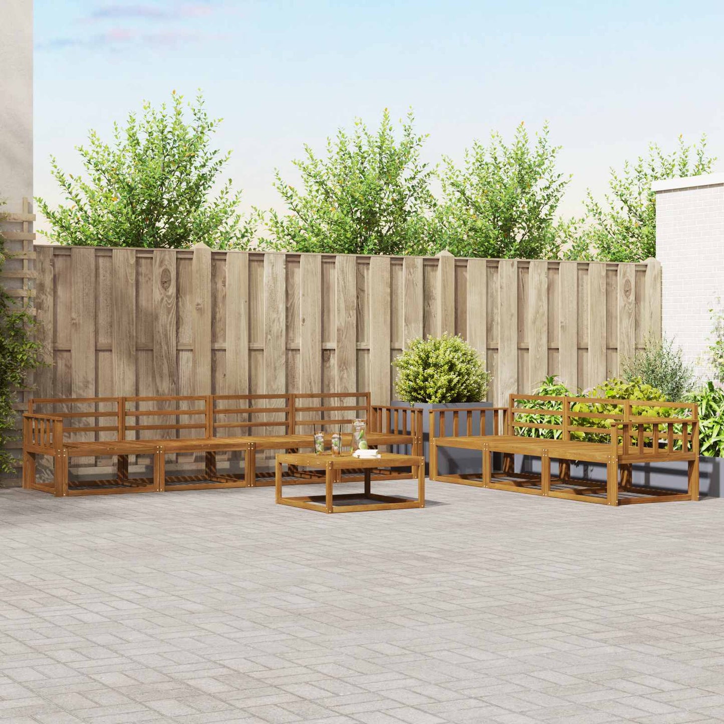 Utendørs sofa-sett 8 pcs Naturlig Solid akasietre
