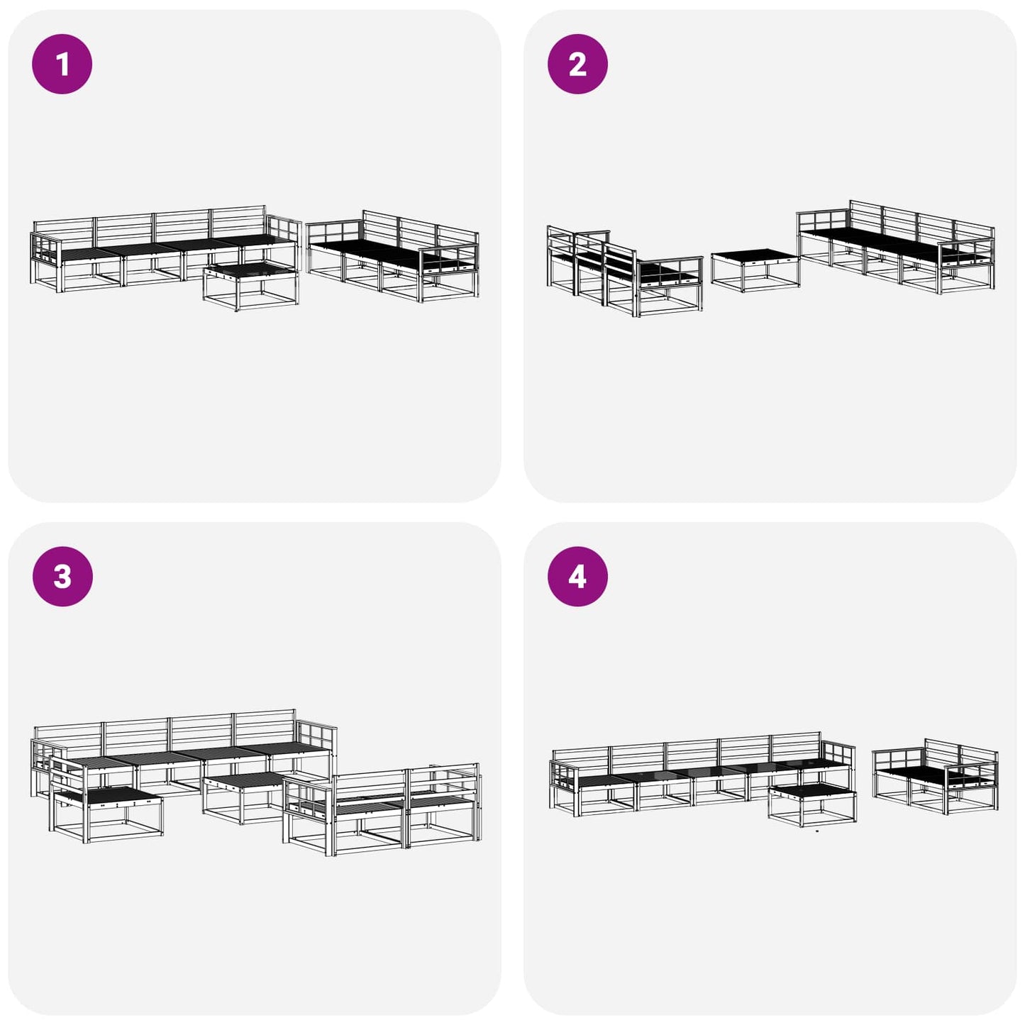 Utendørs sofa-sett 8 pcs Naturlig Solid akasietre