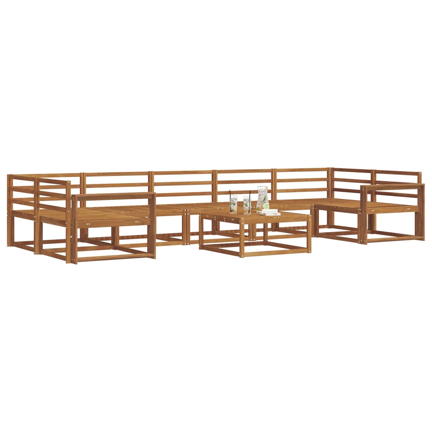 Utendørs sofa-sett 8 pcs Naturlig Solid akasietre