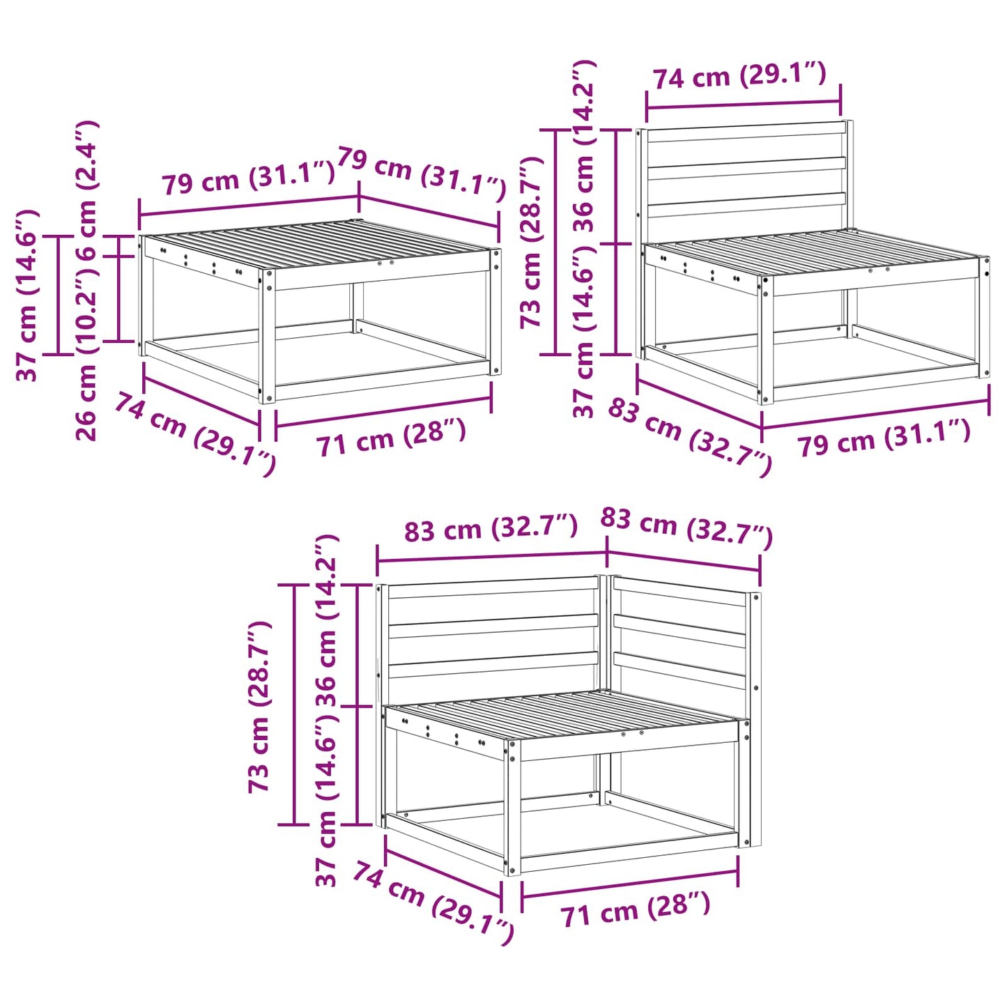 Utendørs sofa-sett 8 pcs Naturlig Solid akasietre