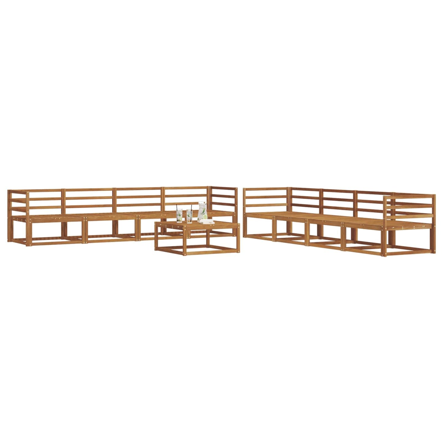 Utendørs sofa-sett 9 pcs Naturlig Solid akasietre