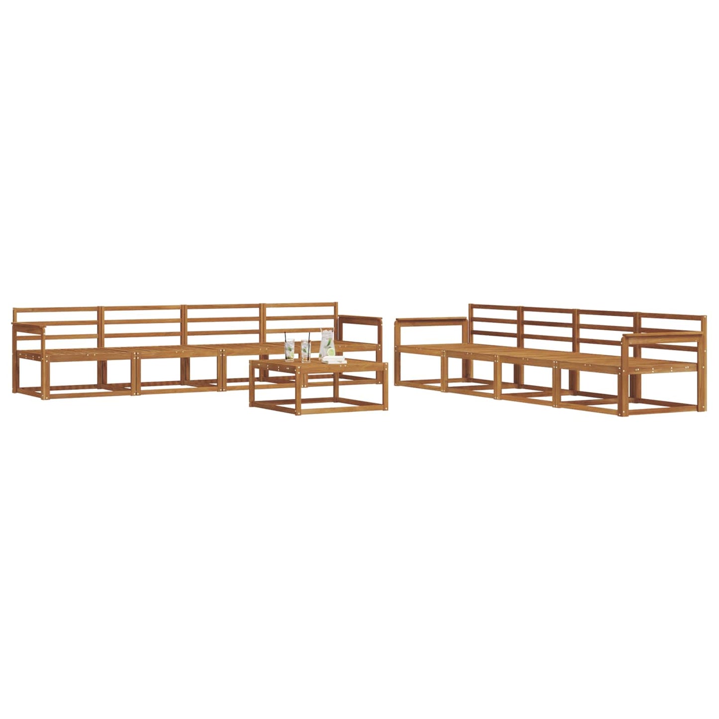 Utendørs sofa-sett 9 pcs Naturlig Solid akasietre