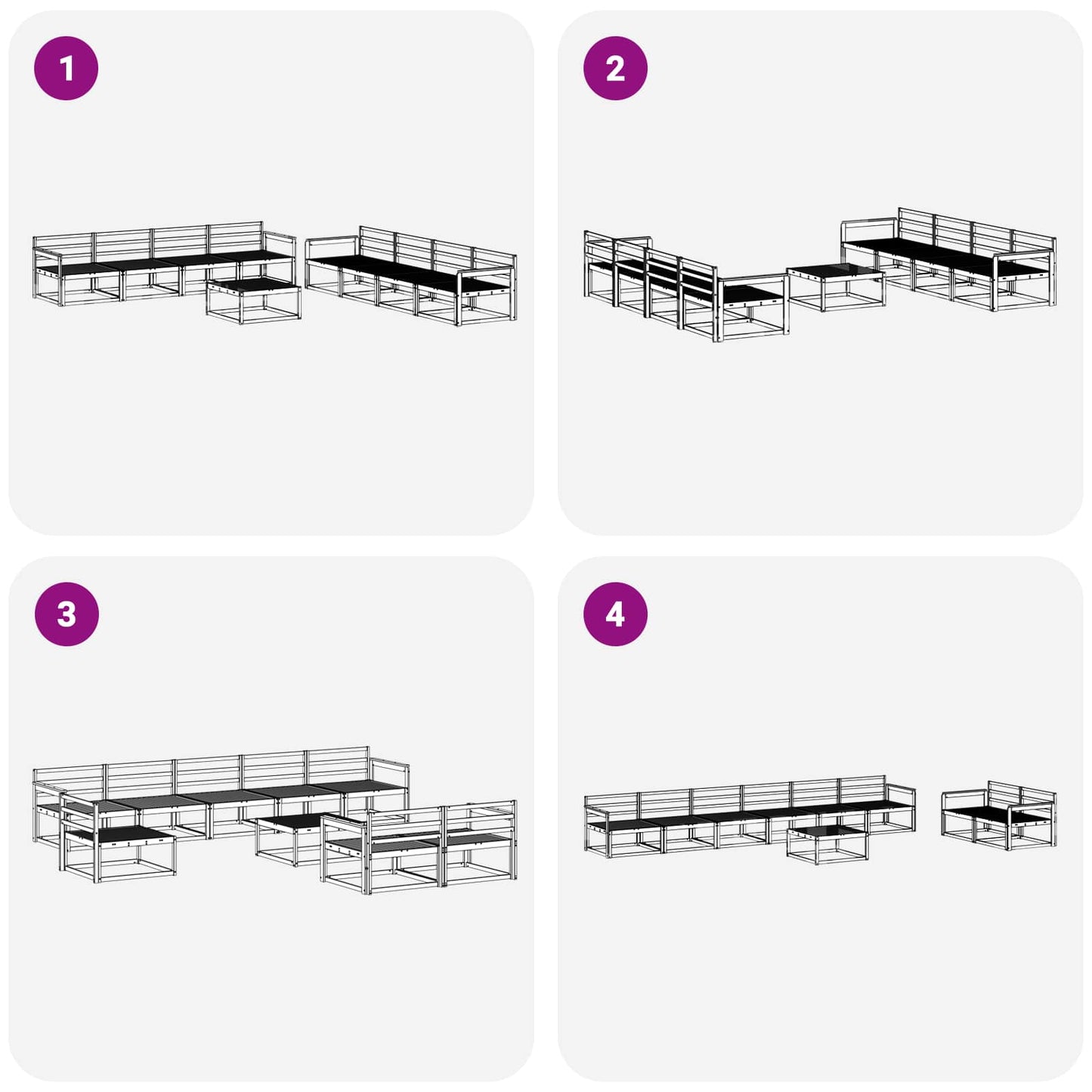 Utendørs sofa-sett 9 pcs Naturlig Solid akasietre