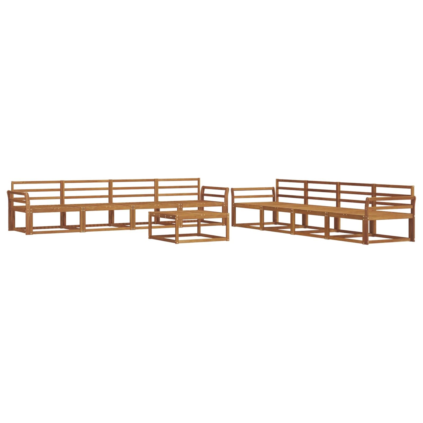 Utendørs sofa-sett 9 pcs Naturlig Solid akasietre