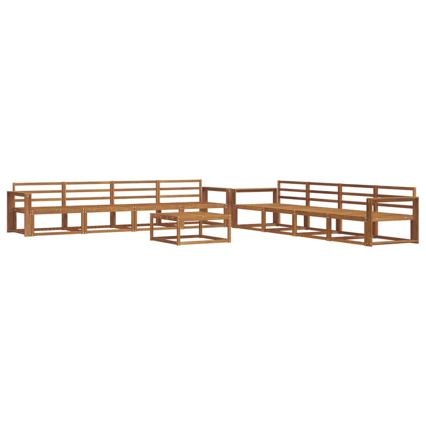 Utendørs sofa-sett 9 pcs Naturlig Solid akasietre