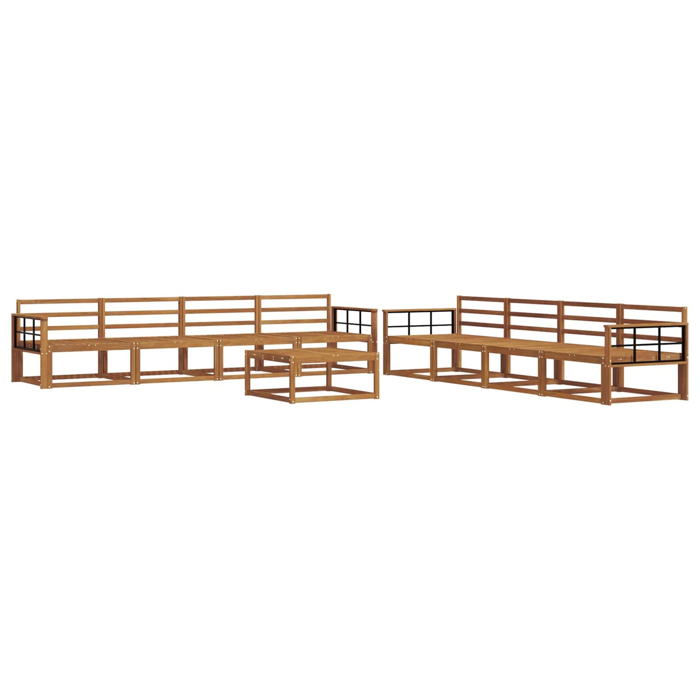 Utendørs sofa-sett 9 pcs Naturlig Solid akasietre