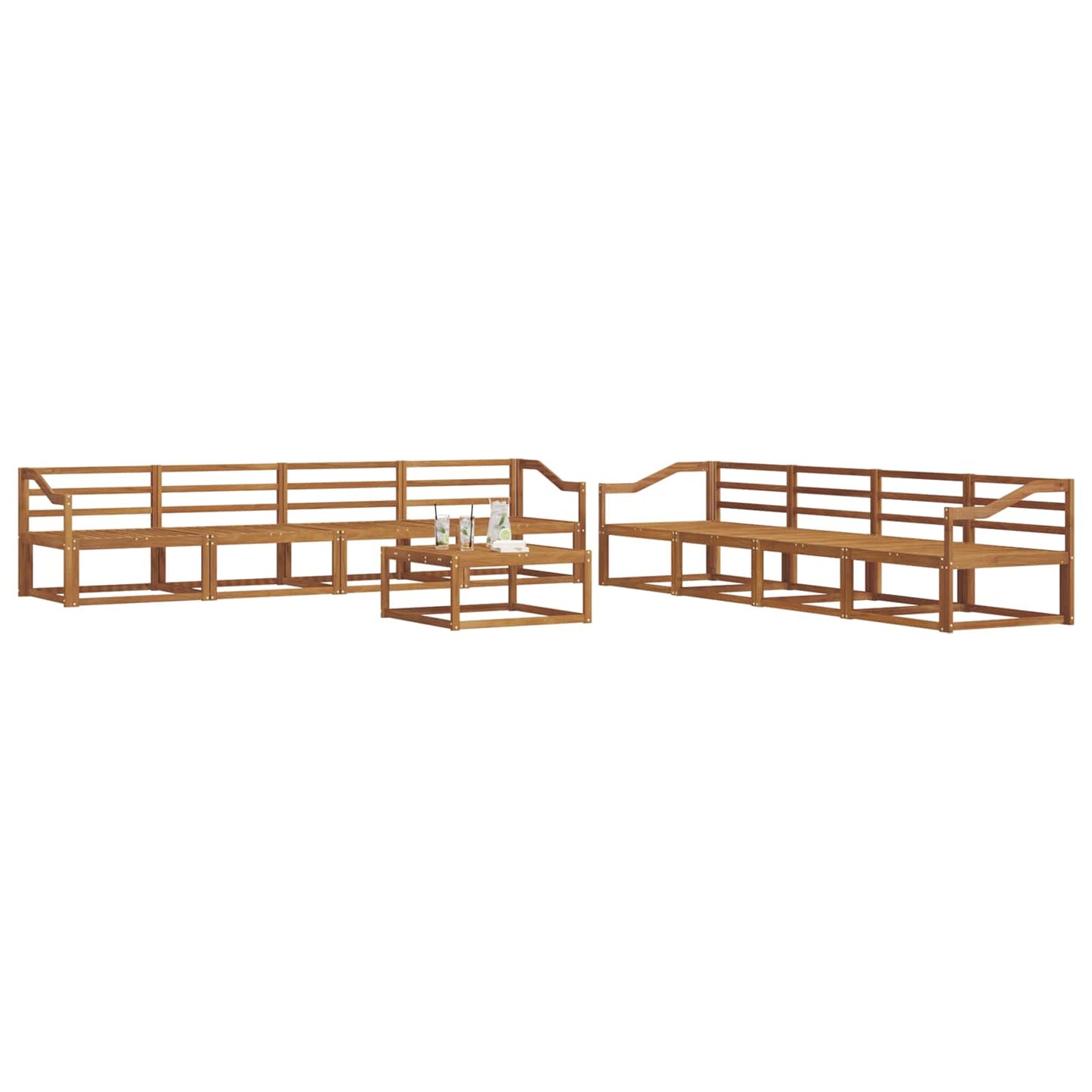 Utendørs sofa-sett 9 pcs Naturlig Solid akasietre