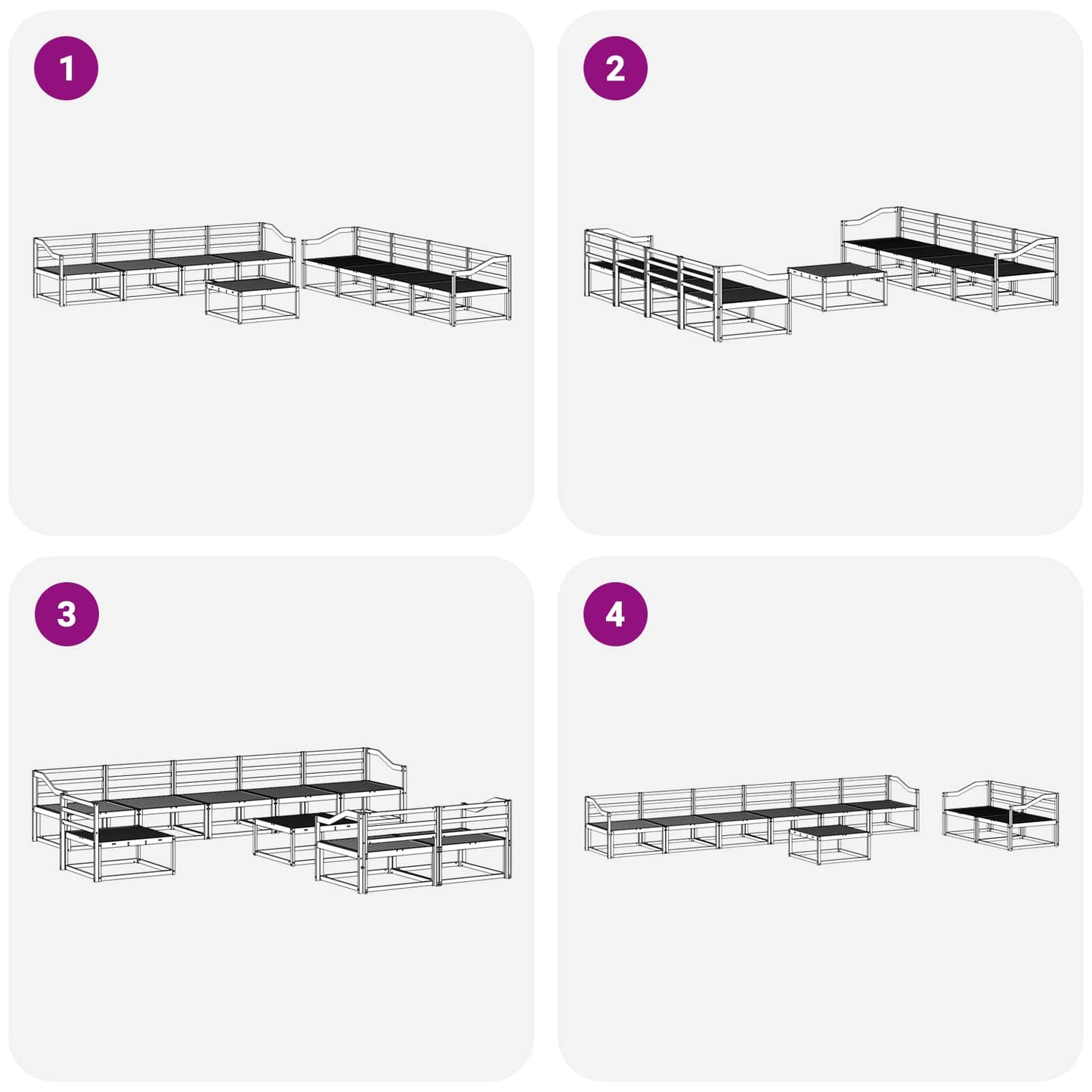 Utendørs sofa-sett 9 pcs Naturlig Solid akasietre