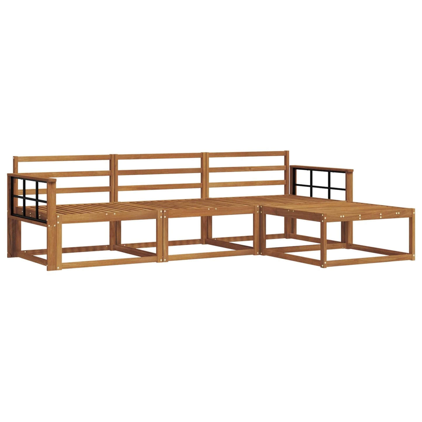 Utendørs sofa-sett 4 pcs Naturlig Solid akasietre