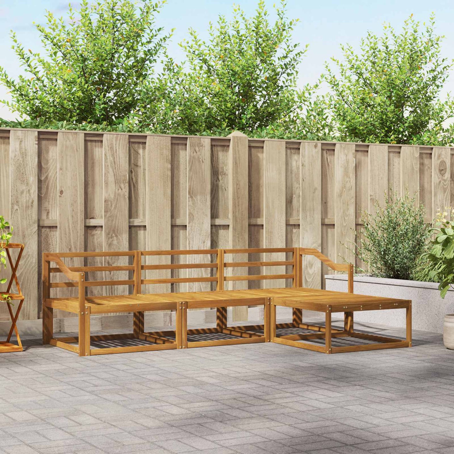 Utendørs sofa-sett 4 pcs Naturlig Solid akasietre