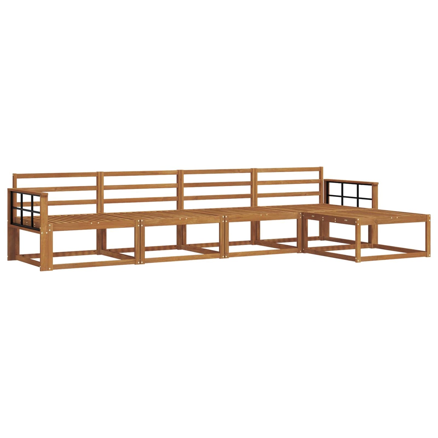 Utendørs sofa-sett 5 pcs Naturlig Solid akasietre
