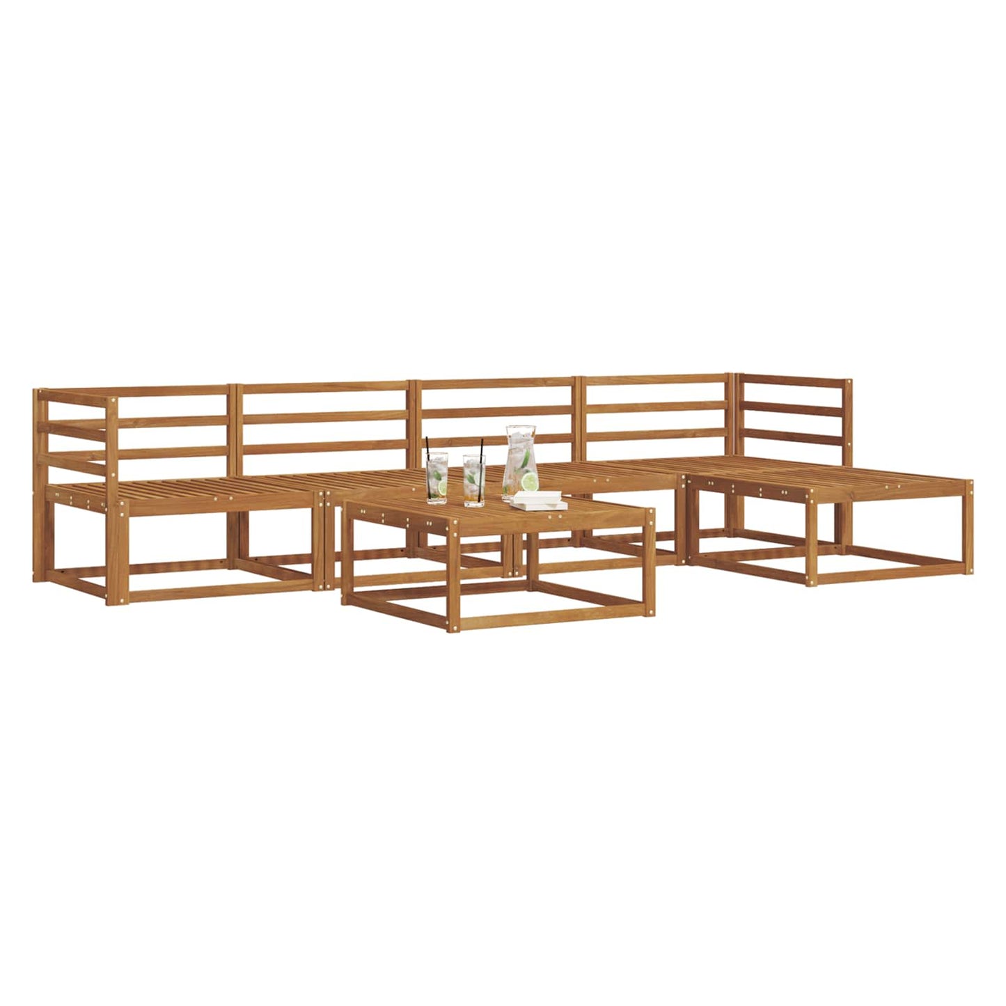 Utendørs sofa-sett 6 pcs Naturlig Solid akasietre