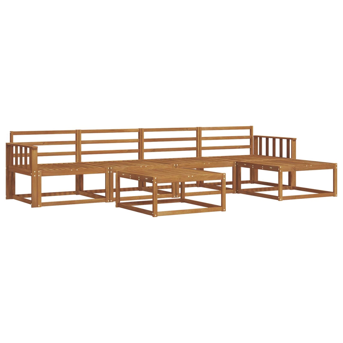 Utendørs sofa-sett 6 pcs Naturlig Solid akasietre