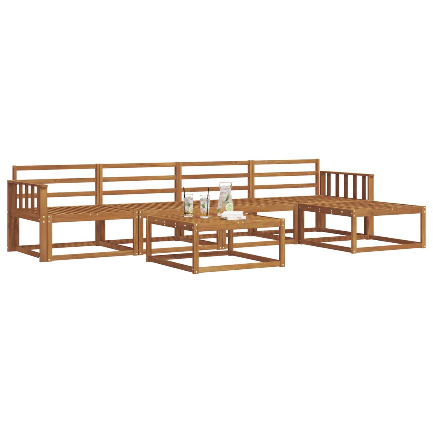 Utendørs sofa-sett 6 pcs Naturlig Solid akasietre