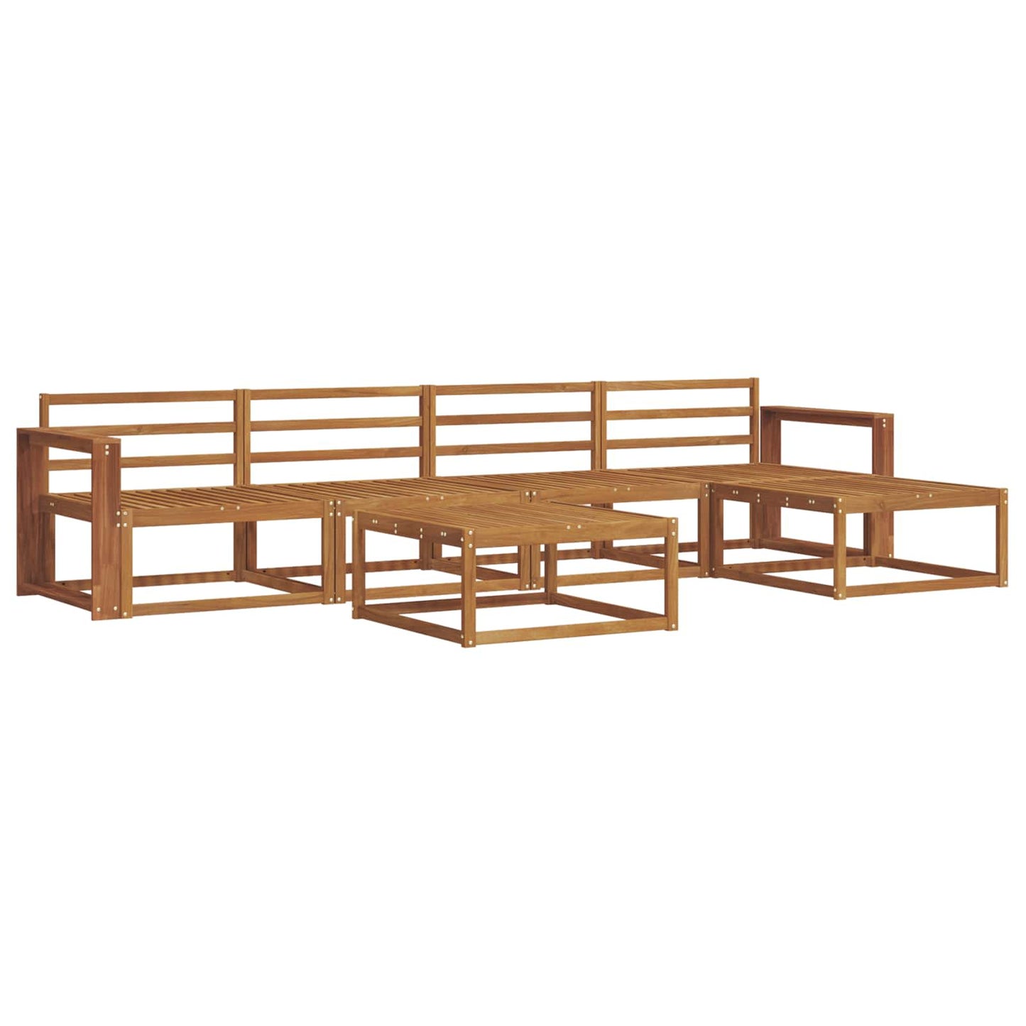 Utendørs sofa-sett 6 pcs Naturlig Solid akasietre