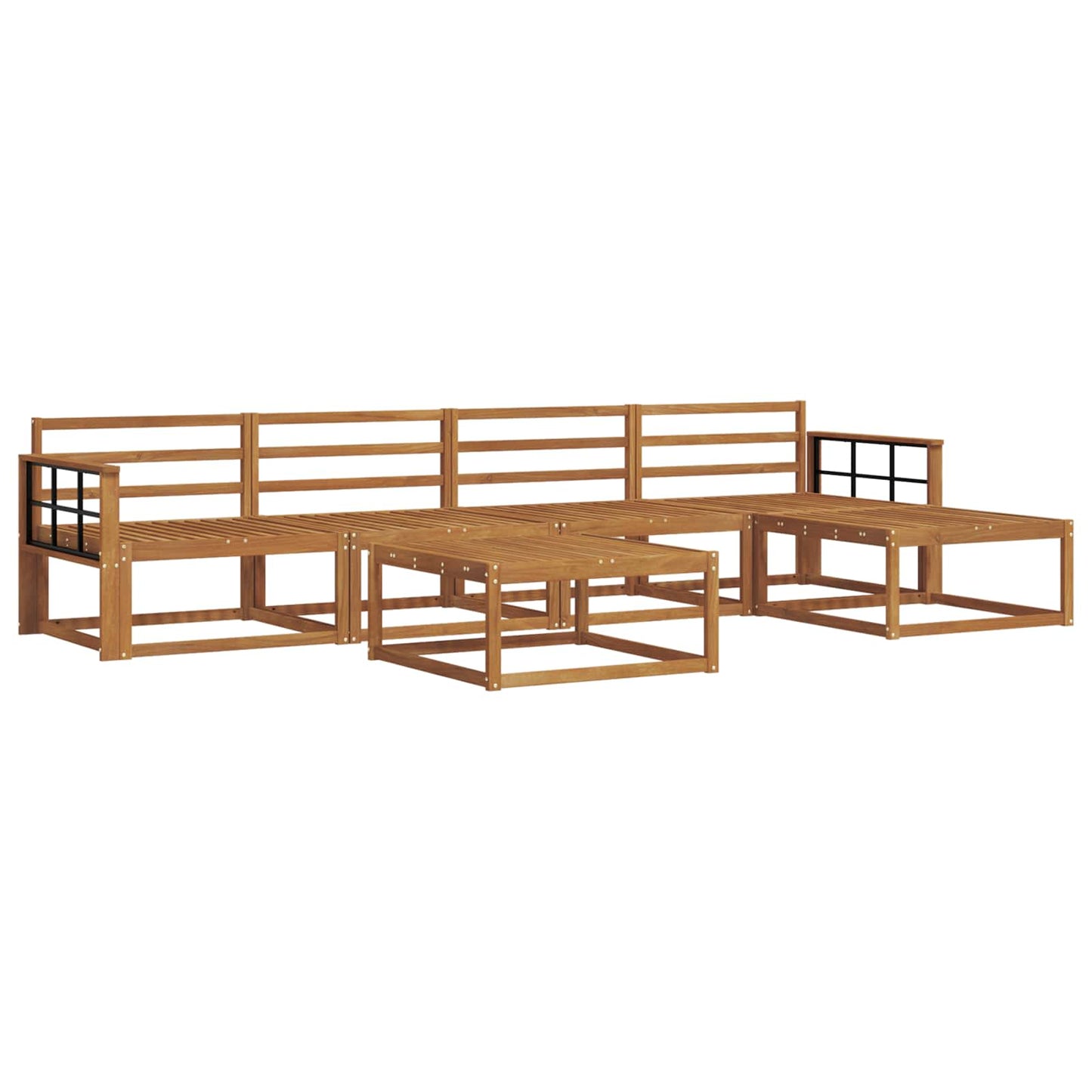Utendørs sofa-sett 6 pcs Naturlig Solid akasietre