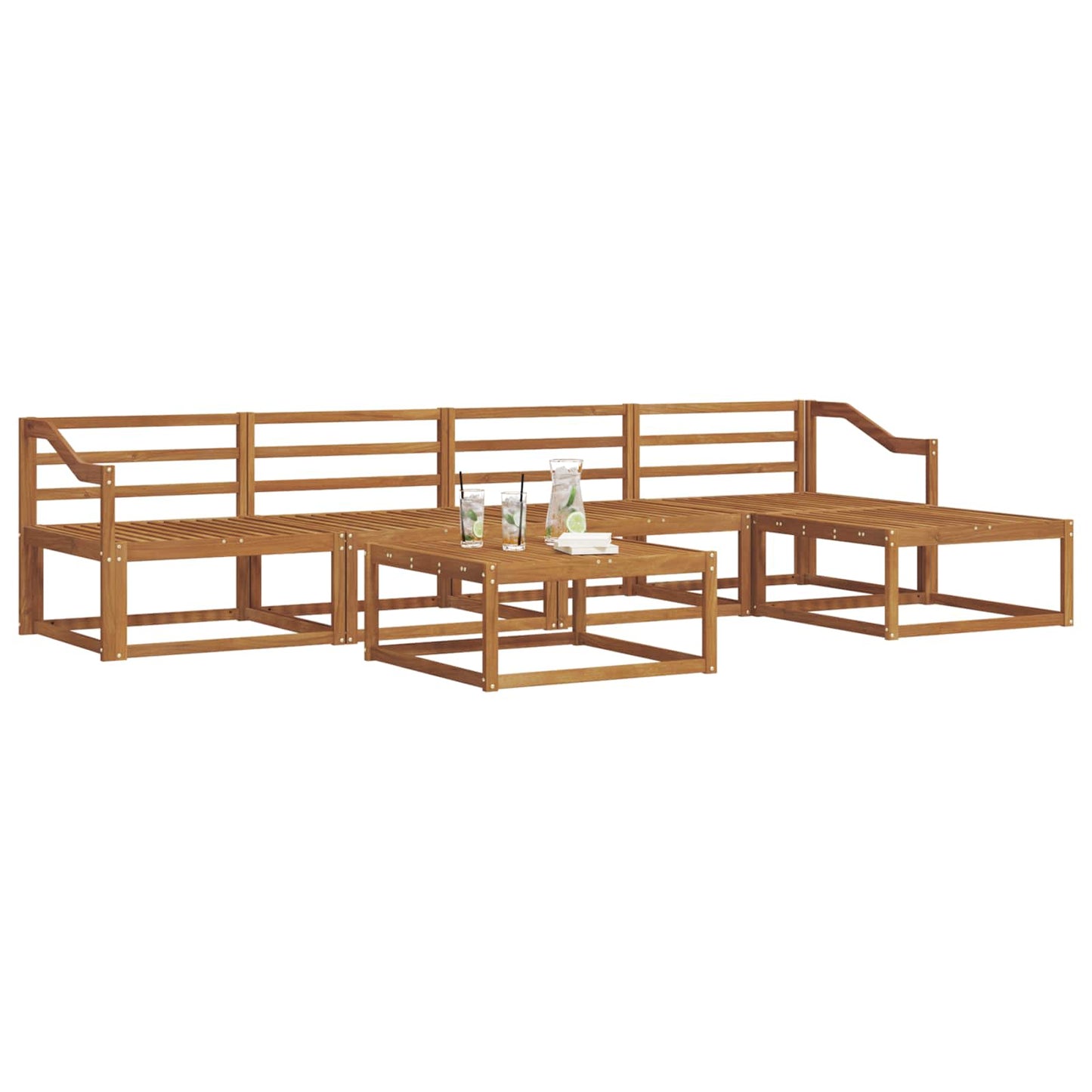 Utendørs sofa-sett 6 pcs Naturlig Solid akasietre