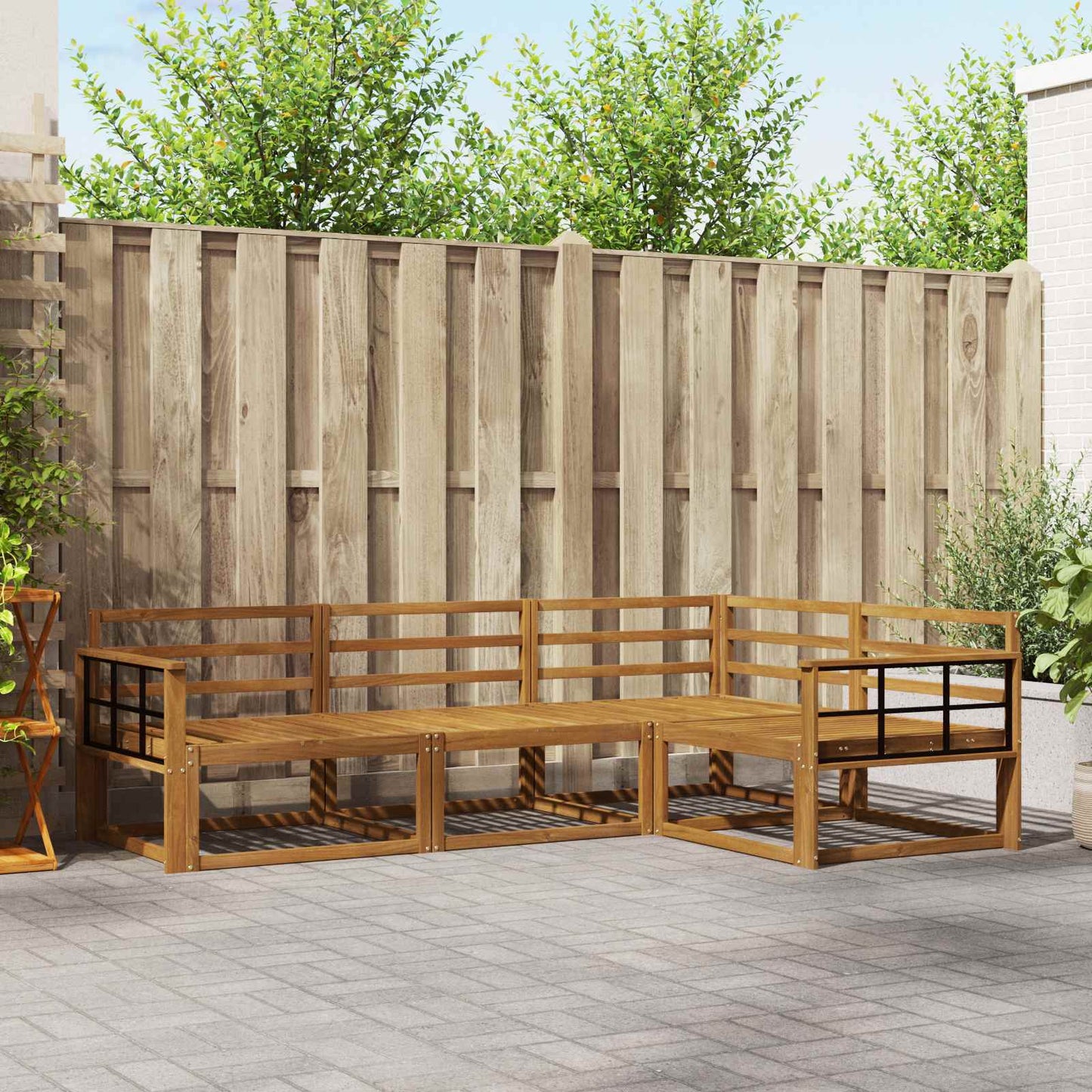 Utendørs sofa-sett 4 pcs Naturlig Solid akasietre